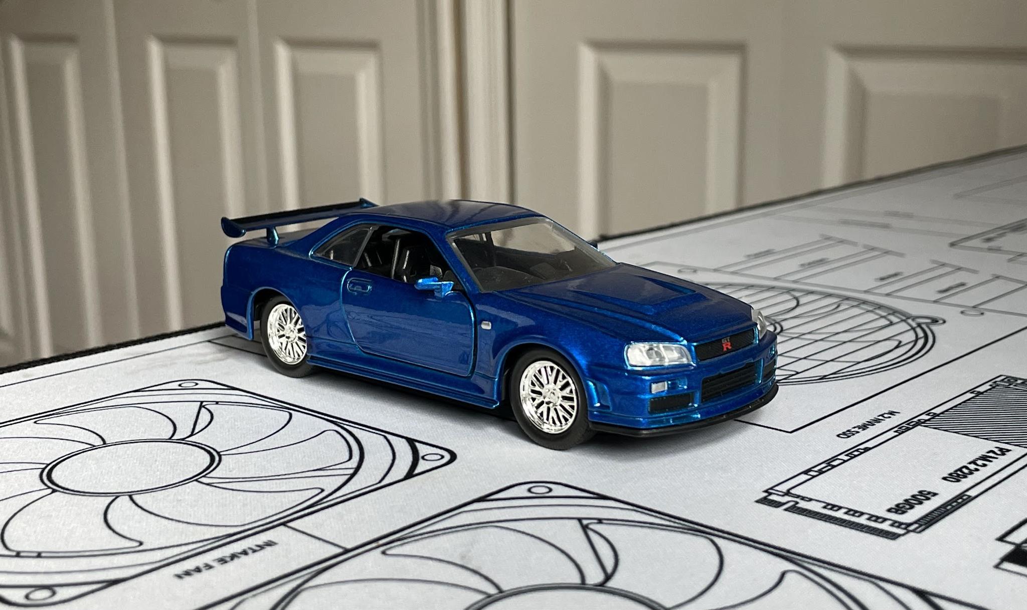 Jada Toys Fast & Furious Brian's 2002 Blue Nissan Skyline GT-R R34 Diecast Car Model 1:32