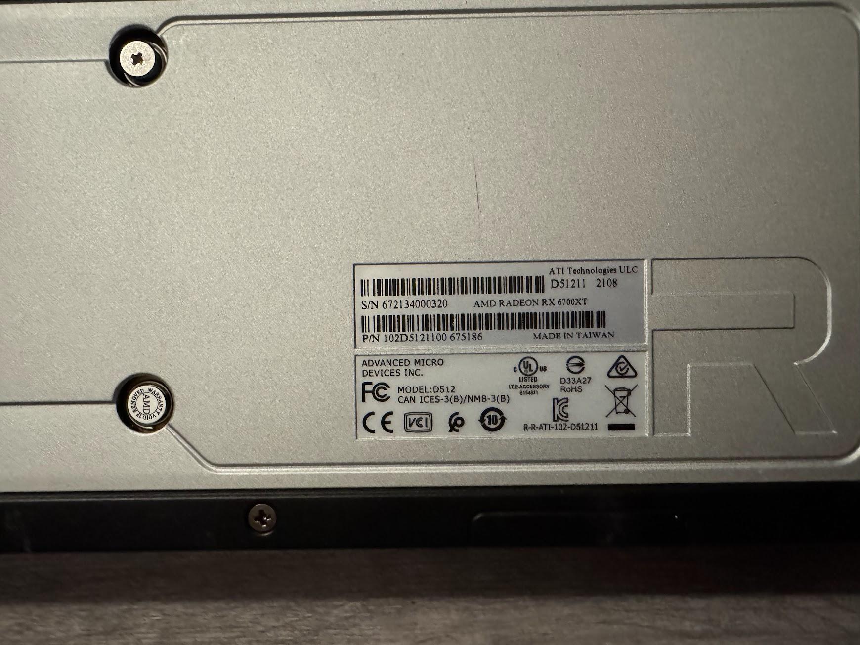 AMD Radeon RX 6700 XT 12GB GDDR6 Graphics Card