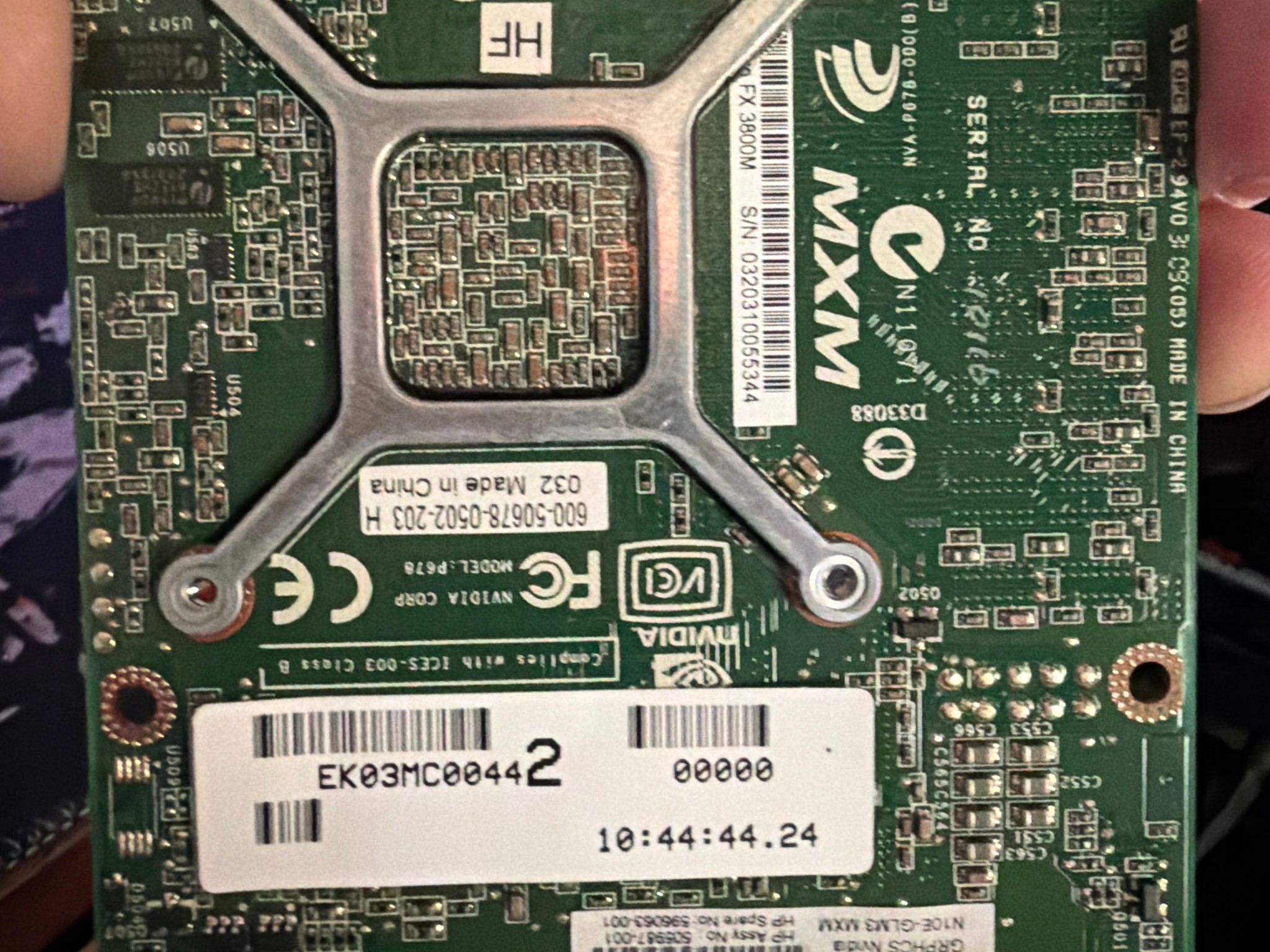 NVIDIA Quadro FX 3800M MXM 3.0 Laptop Graphics Card N10E-GLM3 HP 596063-001