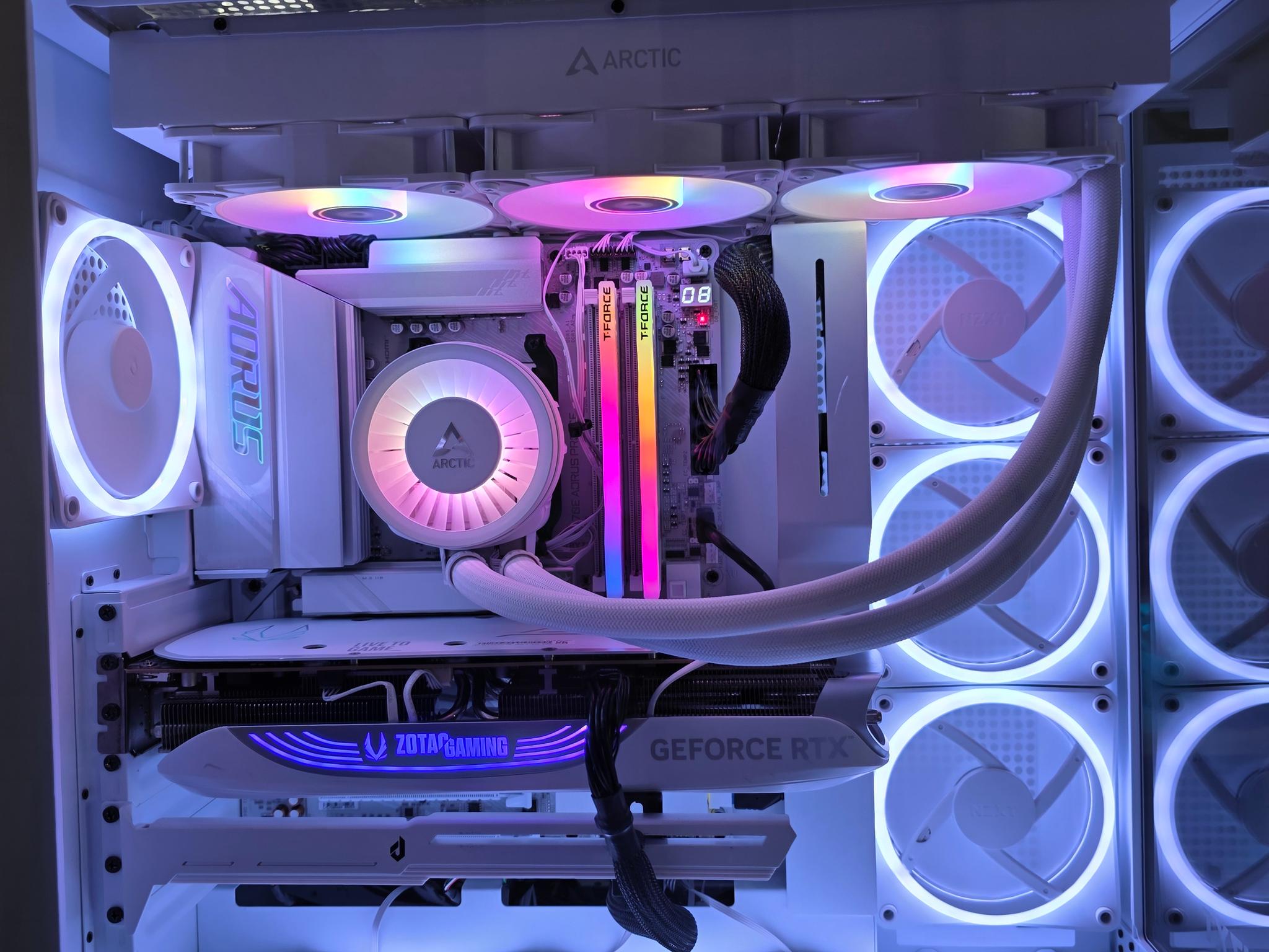 Nzxt white h9 flow/elite mesh and glass top panel included . Ryzen 7 9800xd, 4080 super, aorus x870e