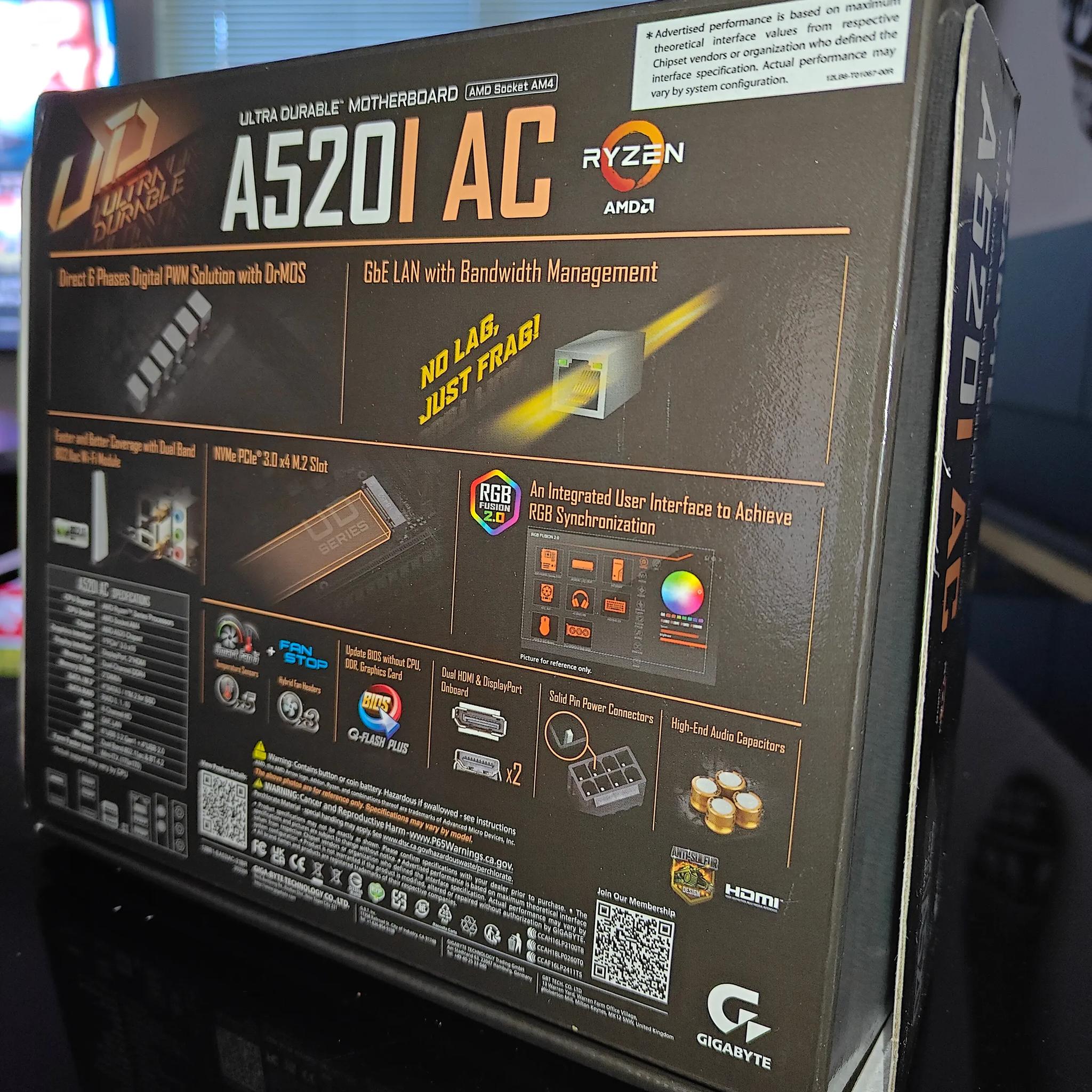 AMD AM4 ITX Gigabyte A520i AC motherboard