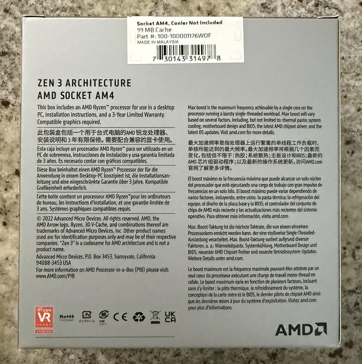 *NEW | SEALED* AMD Ryzen 5 5600X3D 3D V-Cache 6-Core 12-Threads AM4 CPU