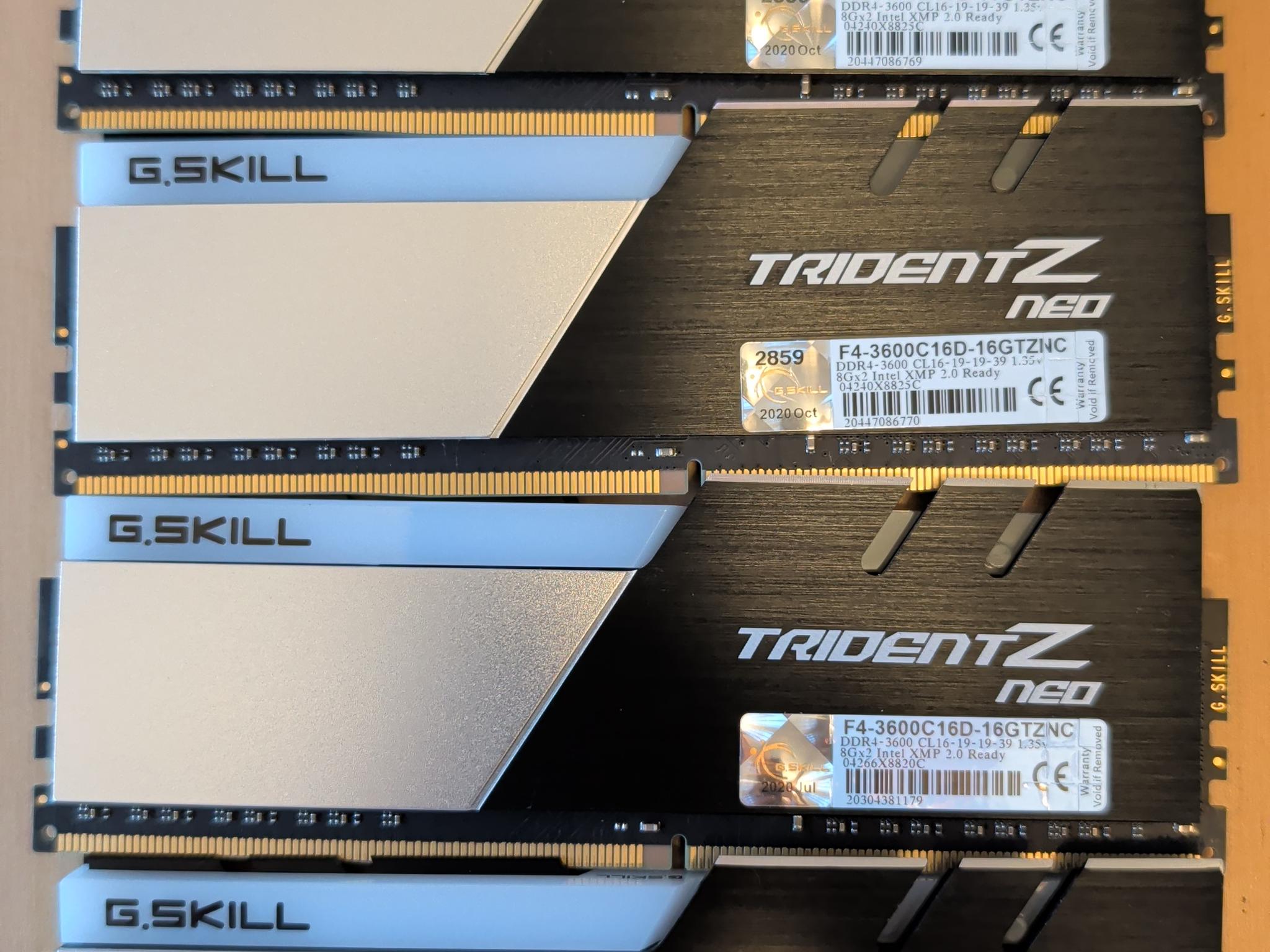 64Gb (4x16) G. Skill Trident Z Neo DDR4 3600 CL16