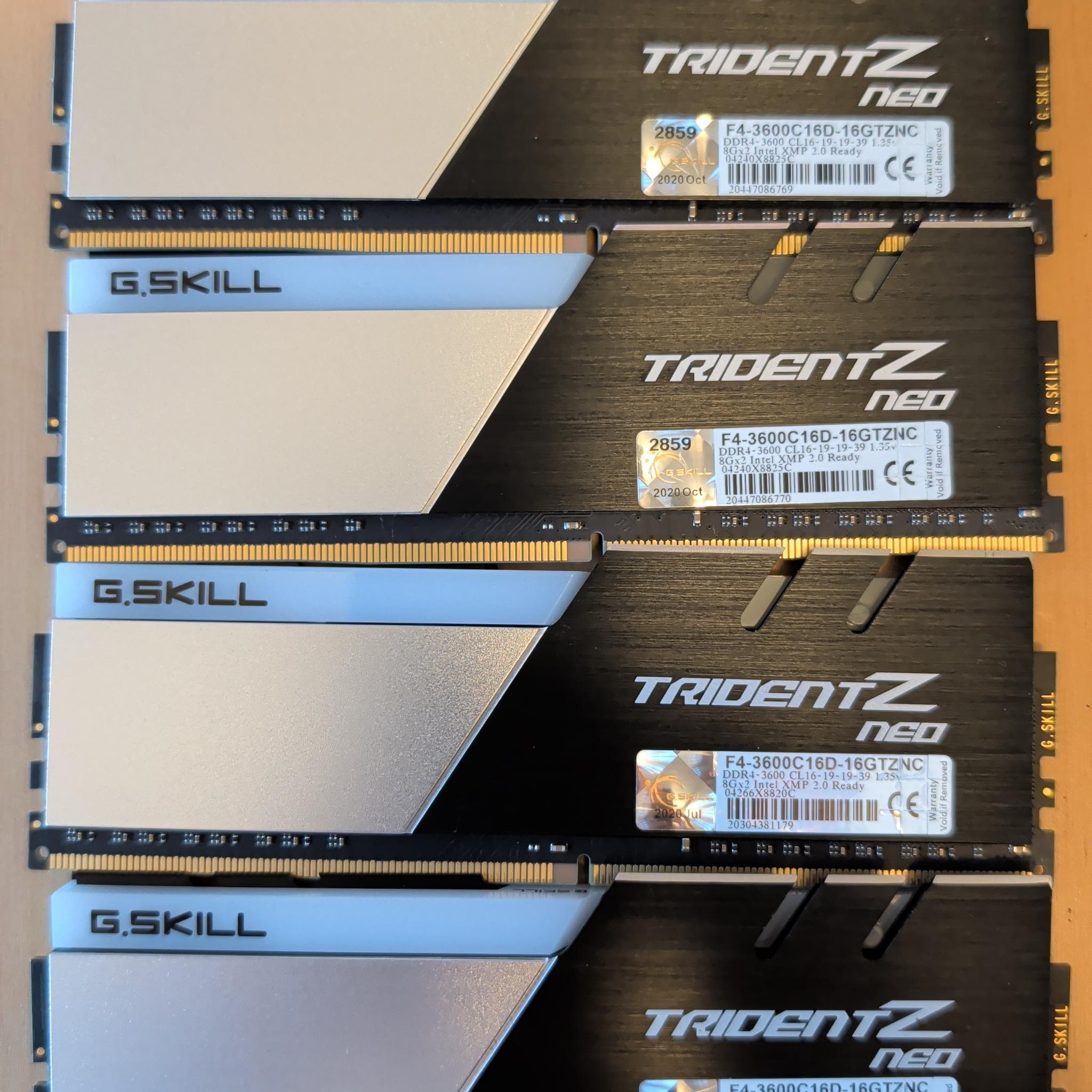 64Gb (4x16) G. Skill Trident Z Neo DDR4 3600 CL16