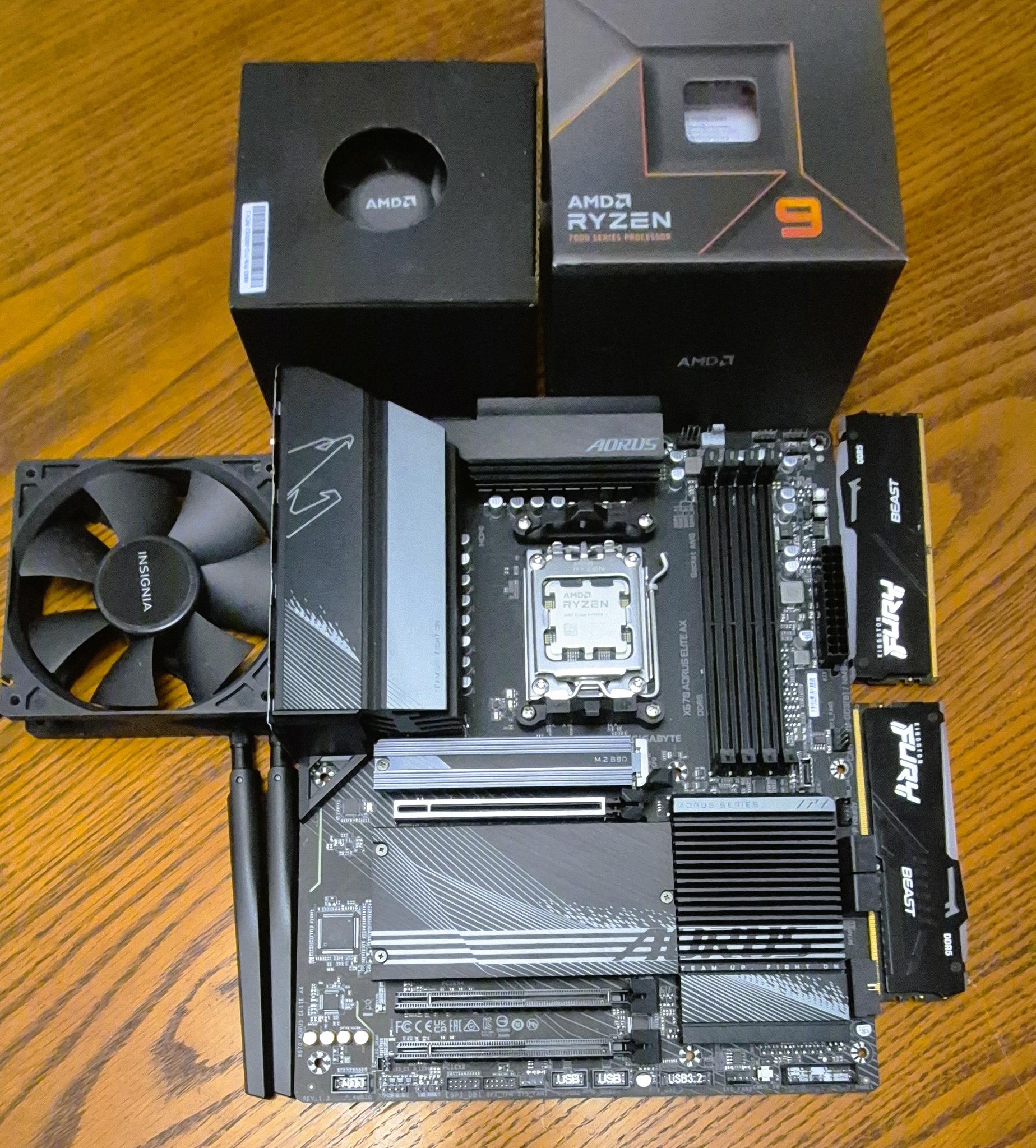 Bundle GIGABYTE X670 AORUS Elite AX AM5 AMD X670 DDR5 Motherboard; Ryzen 9 7950x CPU, 32GB DDR5 RAM