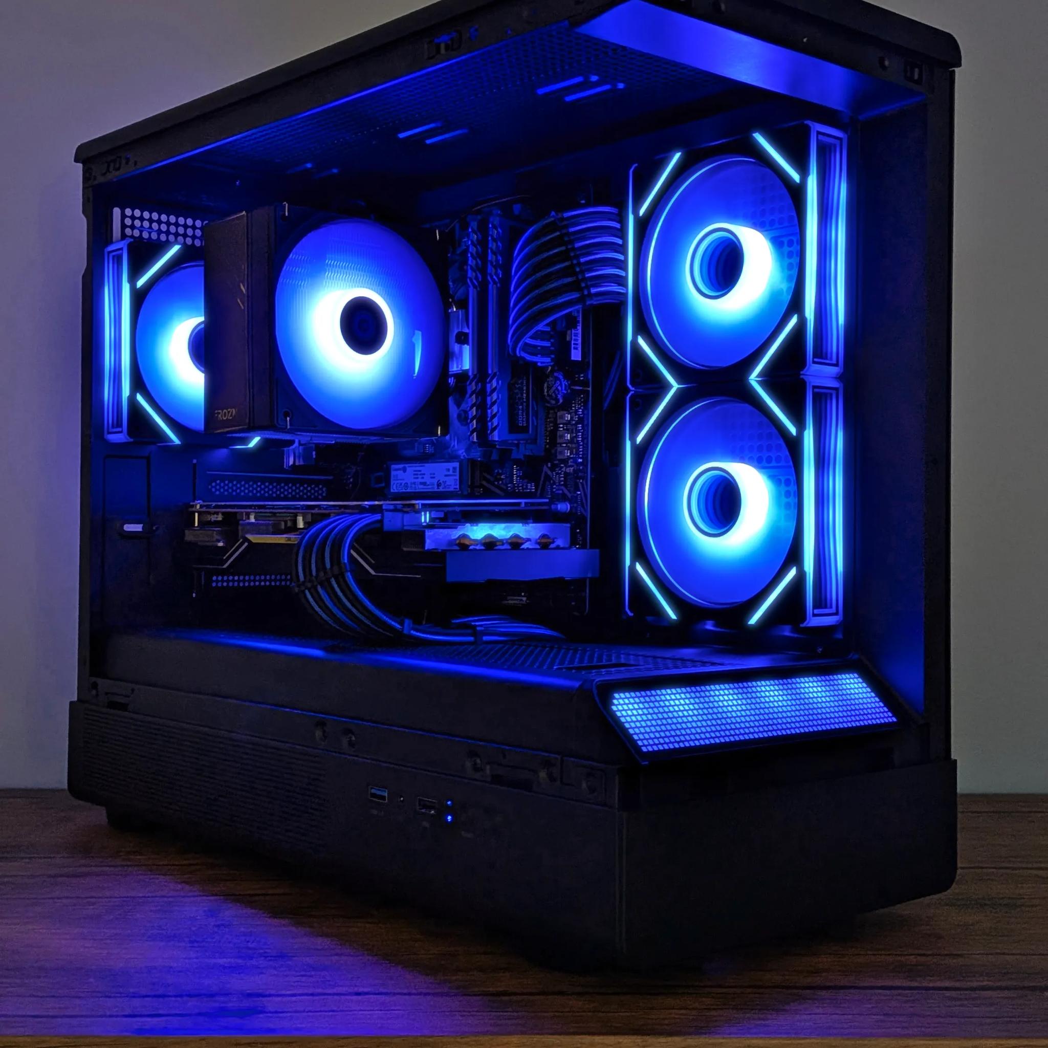 🟦"Bioluminescence"🟦 1080p Gaming PC | 5700 XT - Ryzen 5 3600 - 16GB RAM - 1TB NVME | WiFi & Win 11