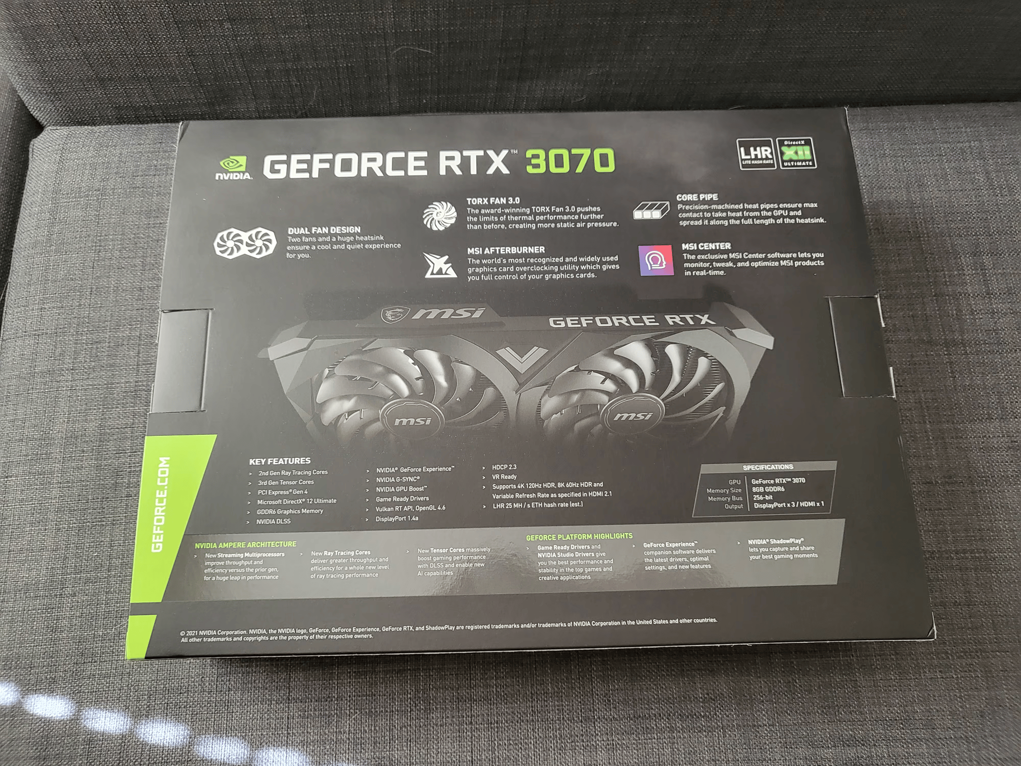 MSI Ventus 2X OC RTX 3070 GPU Box