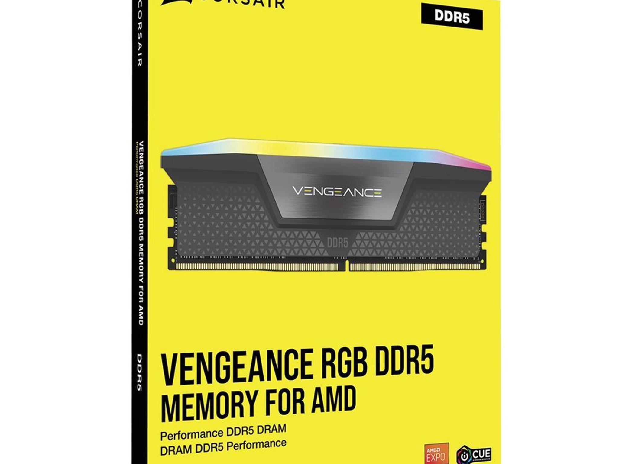 Corsair VENGEANCE RGB 64GB (2 x 32GB) DDR5-6000 PC5-48000 CL30 Dual Channel Desktop Memory Gray Kit