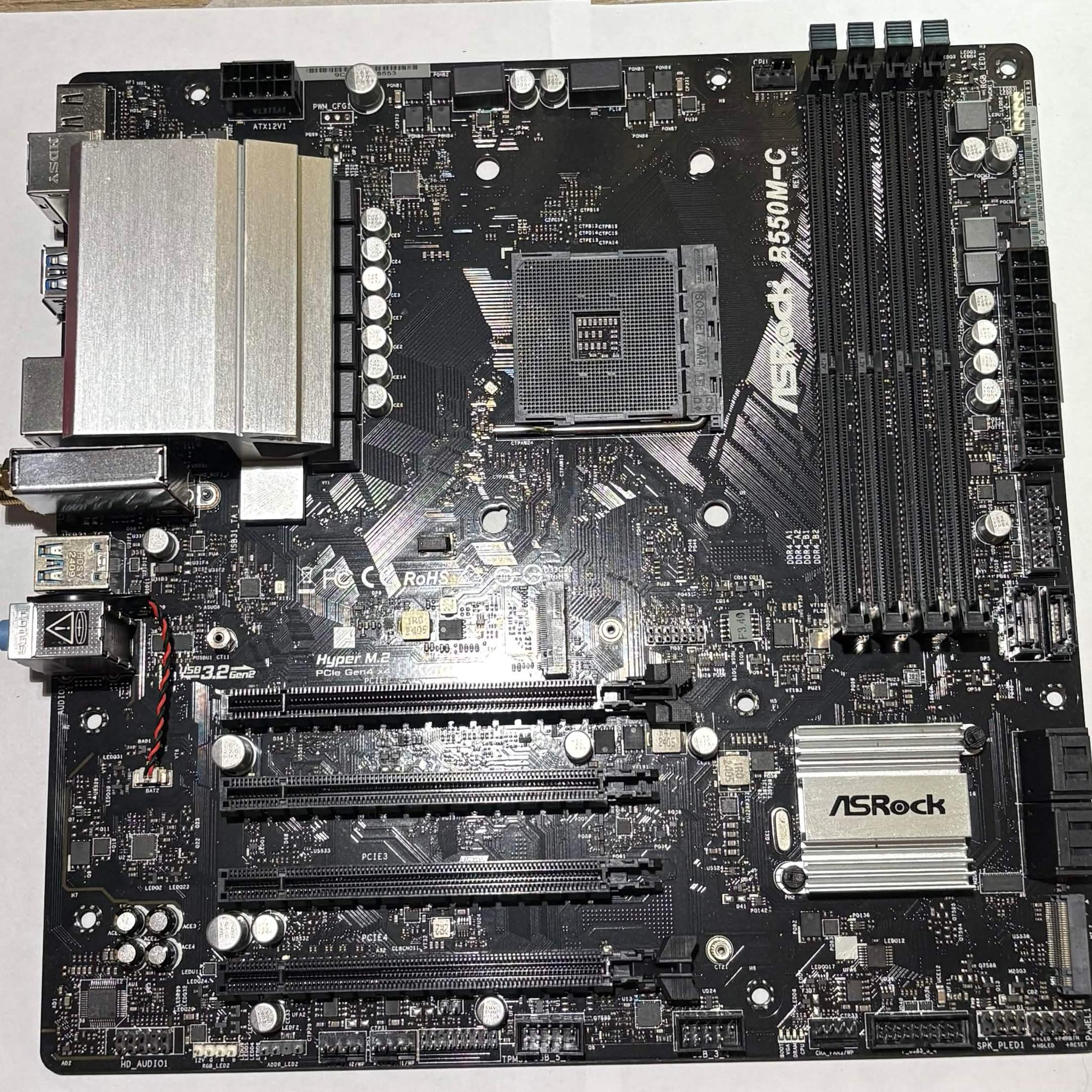 ASRock B550M-C AM4 Motherboard – DDR4 – PCIe 4.0 – Tested Working – I/O Shield Included