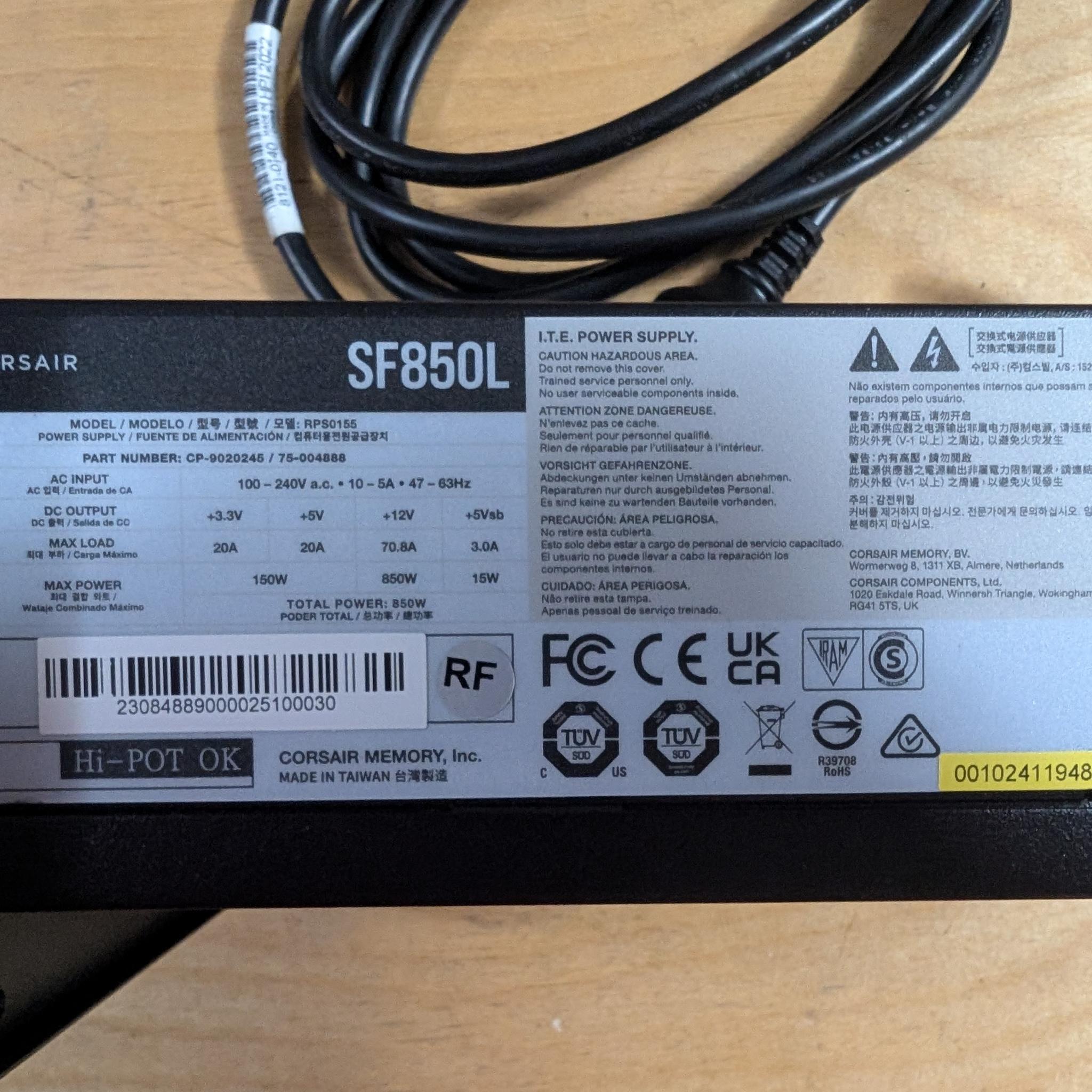 Corsair SF850L SFX - cables missing