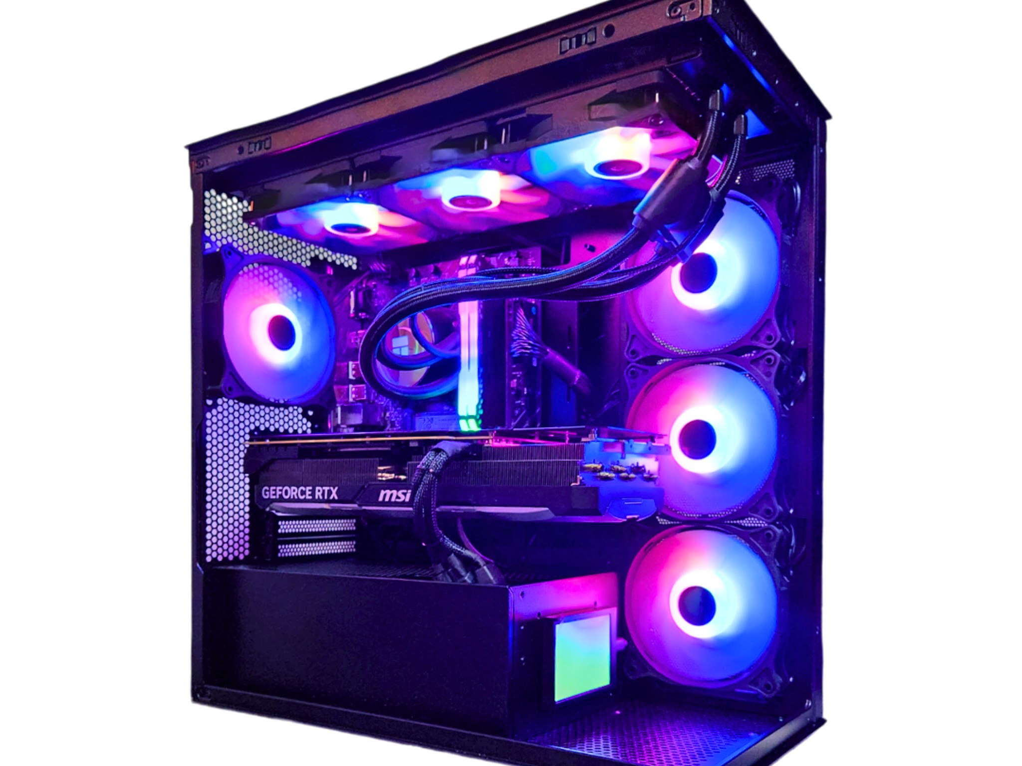 🌀Ultraviolet☢️: RTX 4080 | Intel i7 12700KF | 32GB RAM | 2TB SSD | 7 Fans | Mini Screen | Gaming PC