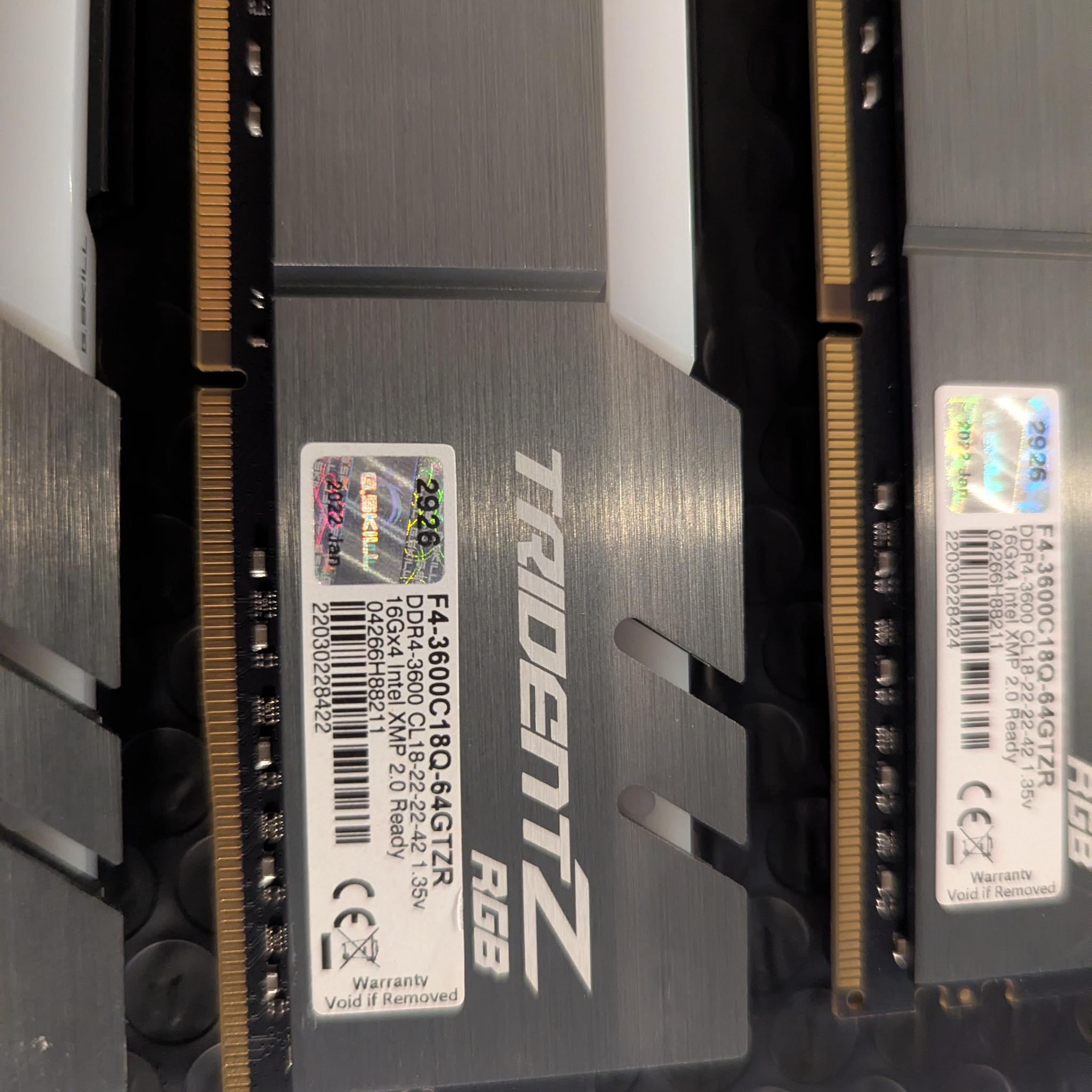 64GB G.Skill Trident Z RGB DDR4-3600 (4×16GB) CL18 – F4-3600C18Q-64GTZR