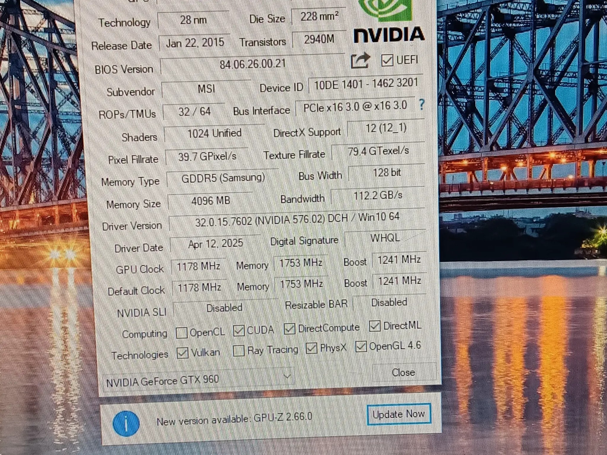 MSI GeForce GTX 960 OC 4GB Graphics Card