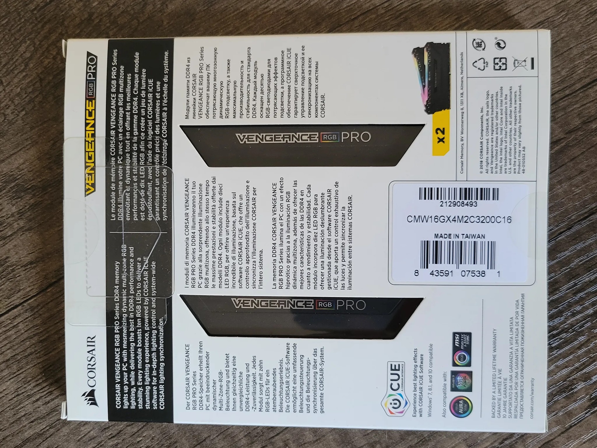 Another Corsair vengeance RGB Pro 16GB (2 x 8GB) DDR4 3200 (PC4 25600) CAS latency 16, PC425600