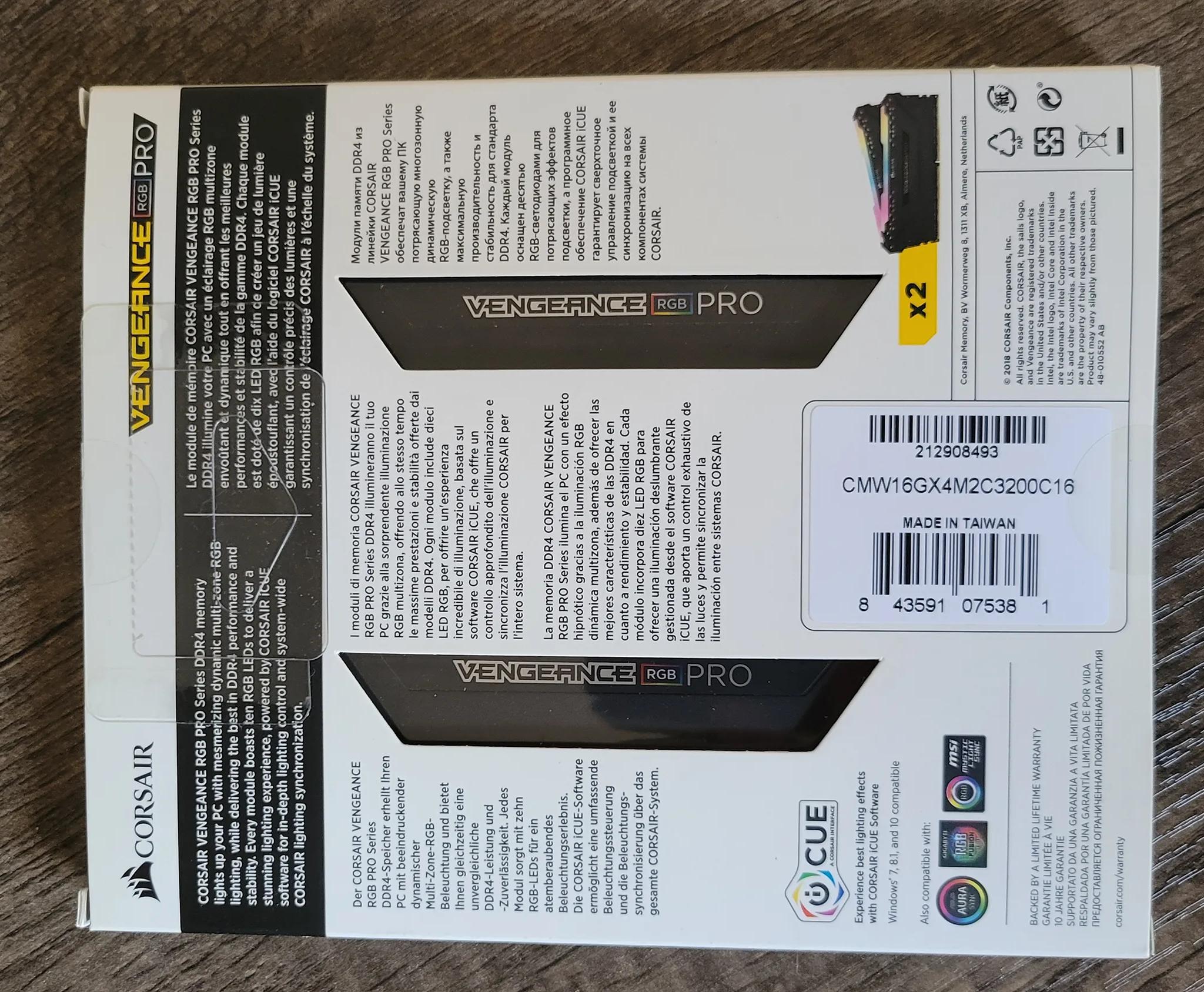 Another Corsair vengeance RGB Pro 16GB (2 x 8GB) DDR4 3200 (PC4 25600) CAS latency 16, PC425600