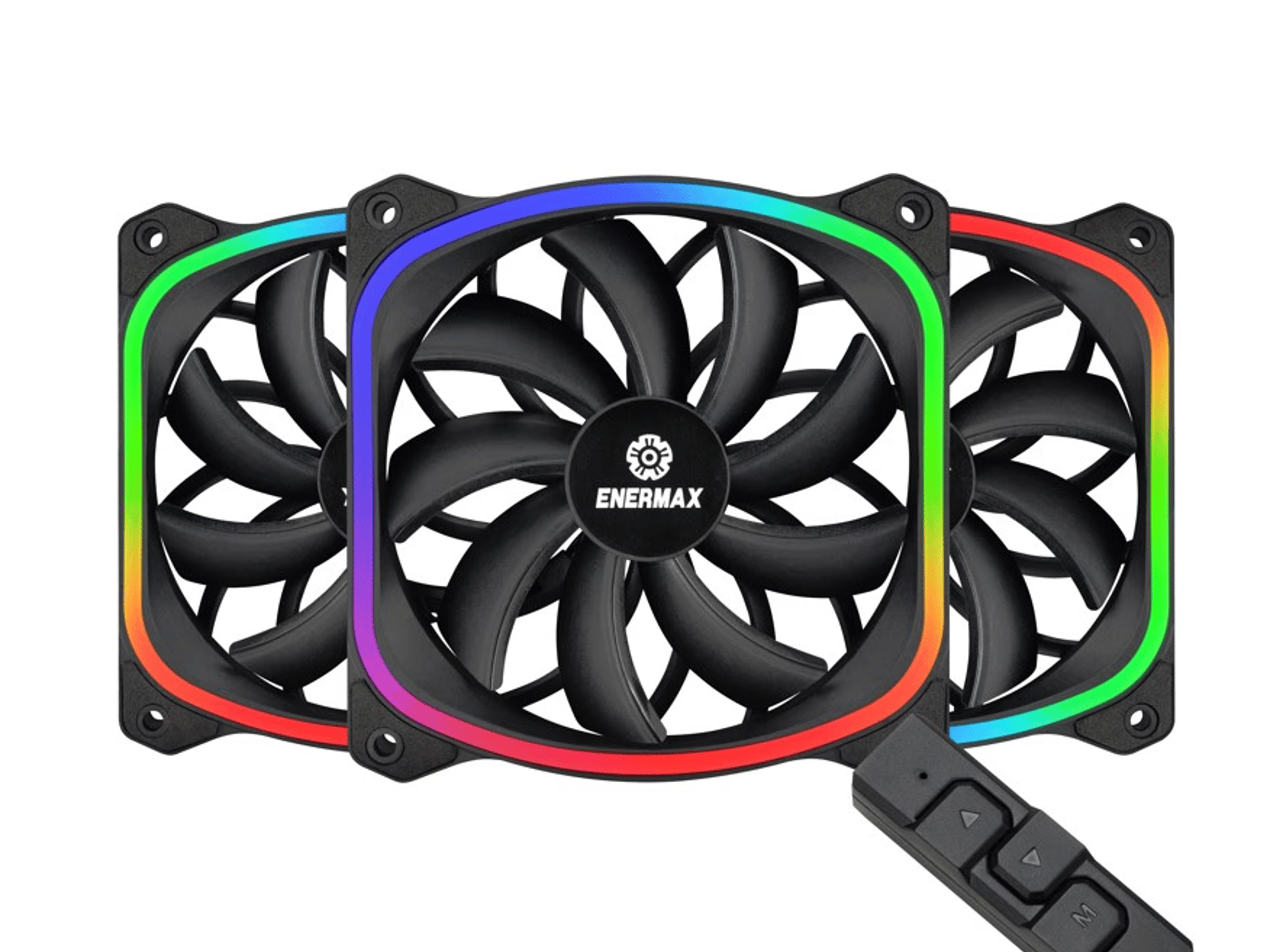 Enermax SquA RGB aRGB 120MM PWM Fan - Black (3-Pack)