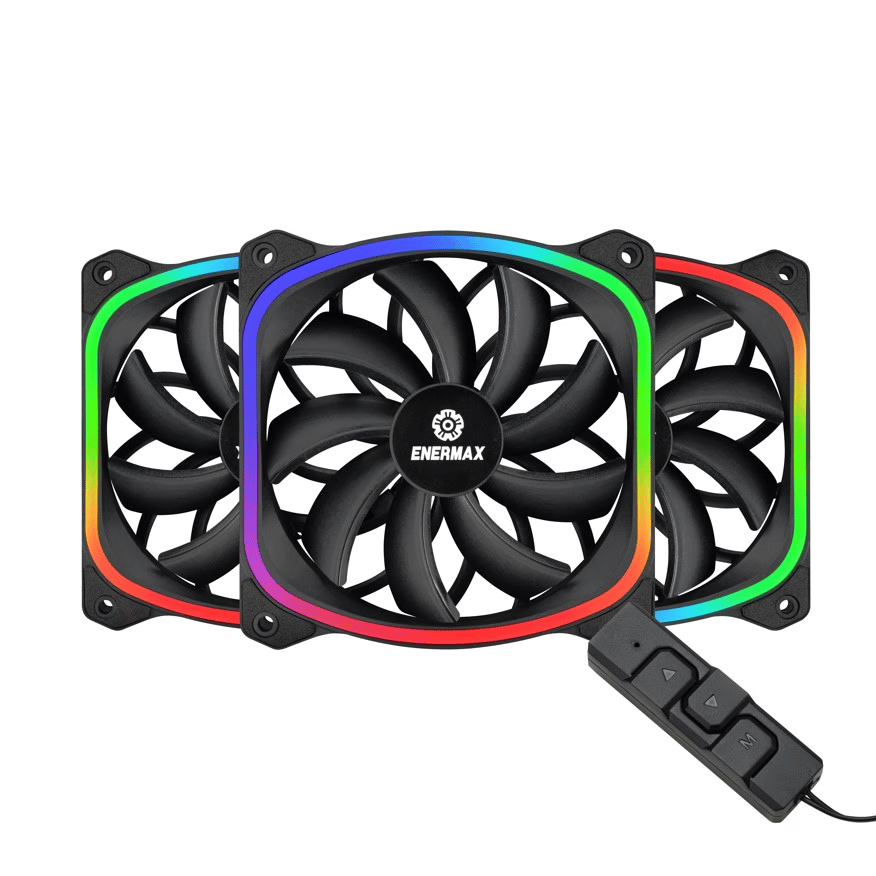 Enermax SquA RGB aRGB 120MM PWM Fan - Black (3-Pack)