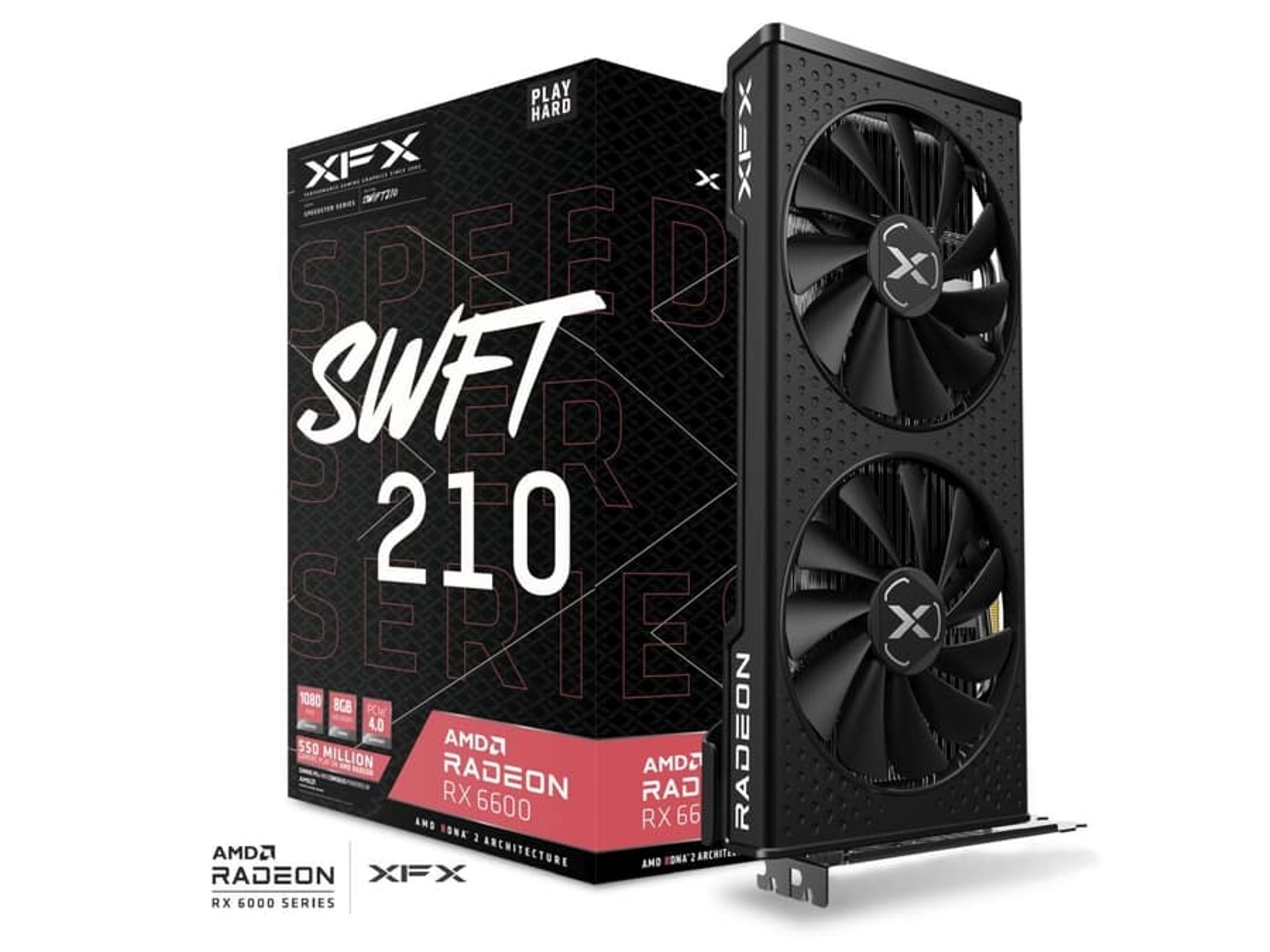 RX 6600 XFX Speedster SWFT 210 AMD Radeon™ RX 6600 with 8GB GDDR6, AMD RDNA™ 2