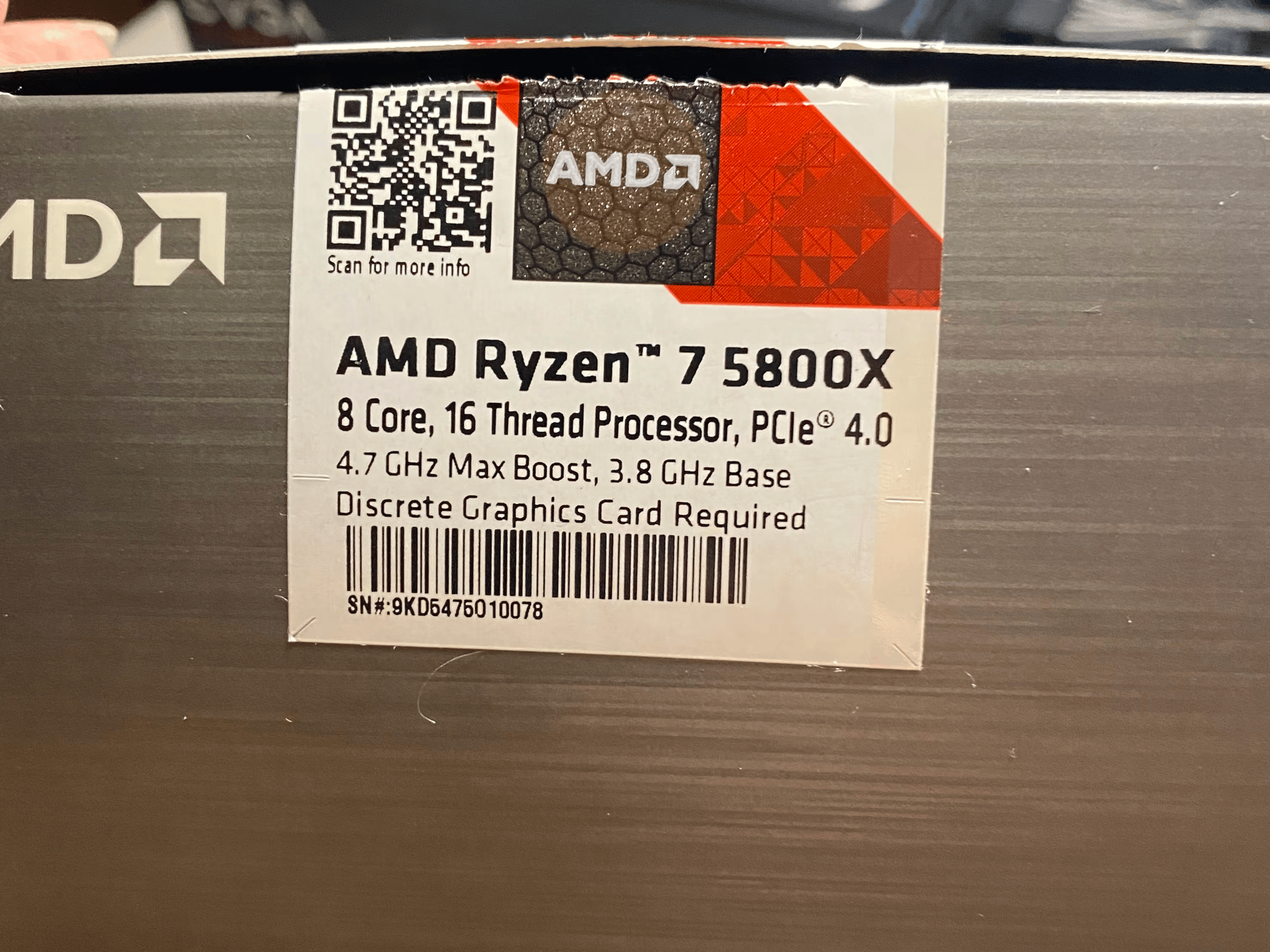 Ryzen 7 5800x 3.8GHz 8-Core 16-Thread Processor