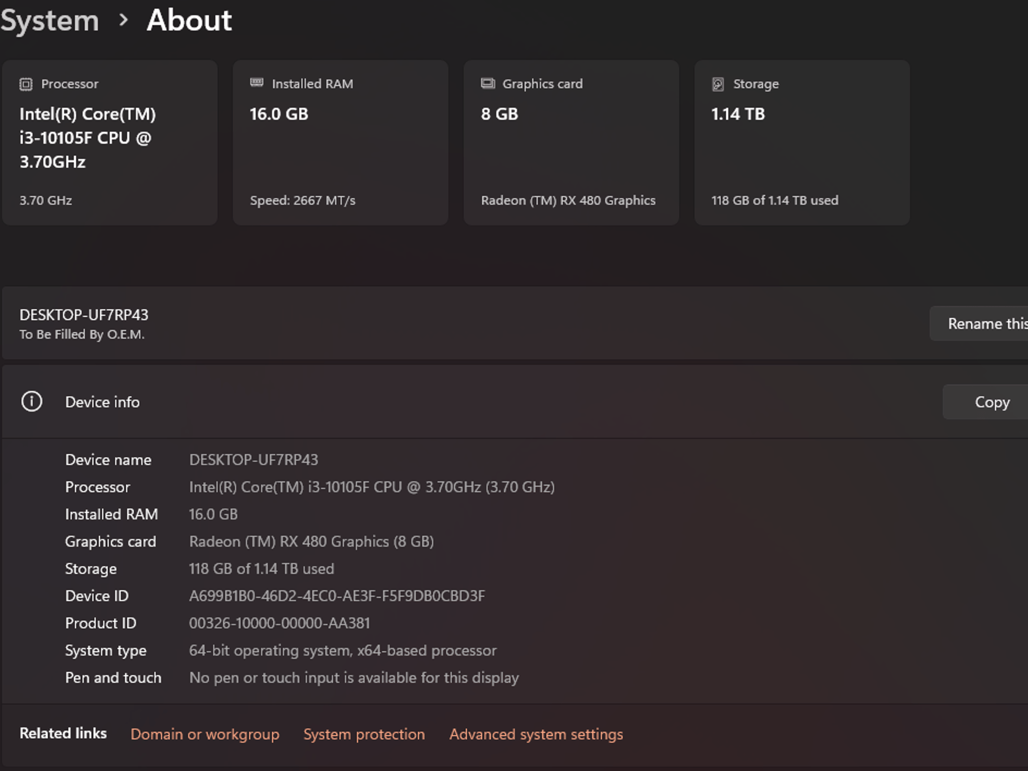 Budget Gaming PC - Intel i3 10th Gen / RX 480 8GB / 16GB RAM / WiFi