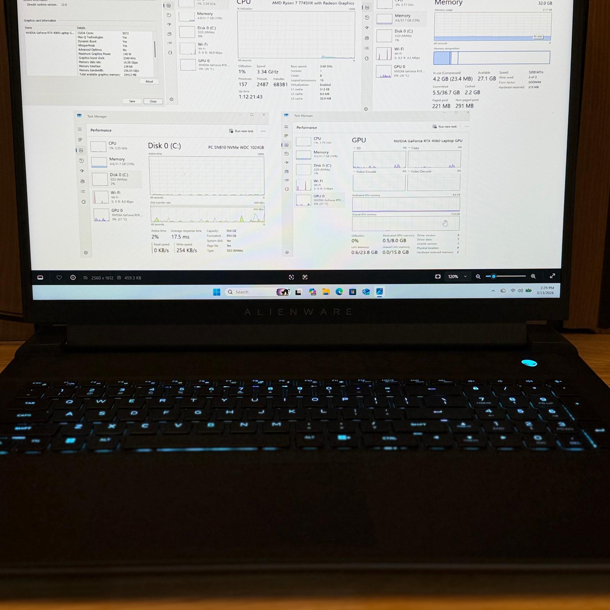 Alienware m18 R1 AMD Gaming Laptop – Ryzen 7 7745HX / RTX 4060 / 32GB RAM / 1TB NVMe