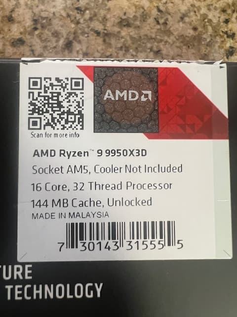 AMD Ryzen 9 9950X3D, ASUS B650-E TUF Gaming WiFi AM5, G.Skill Flare X5 Series 32GB DDR5-6000 CL32