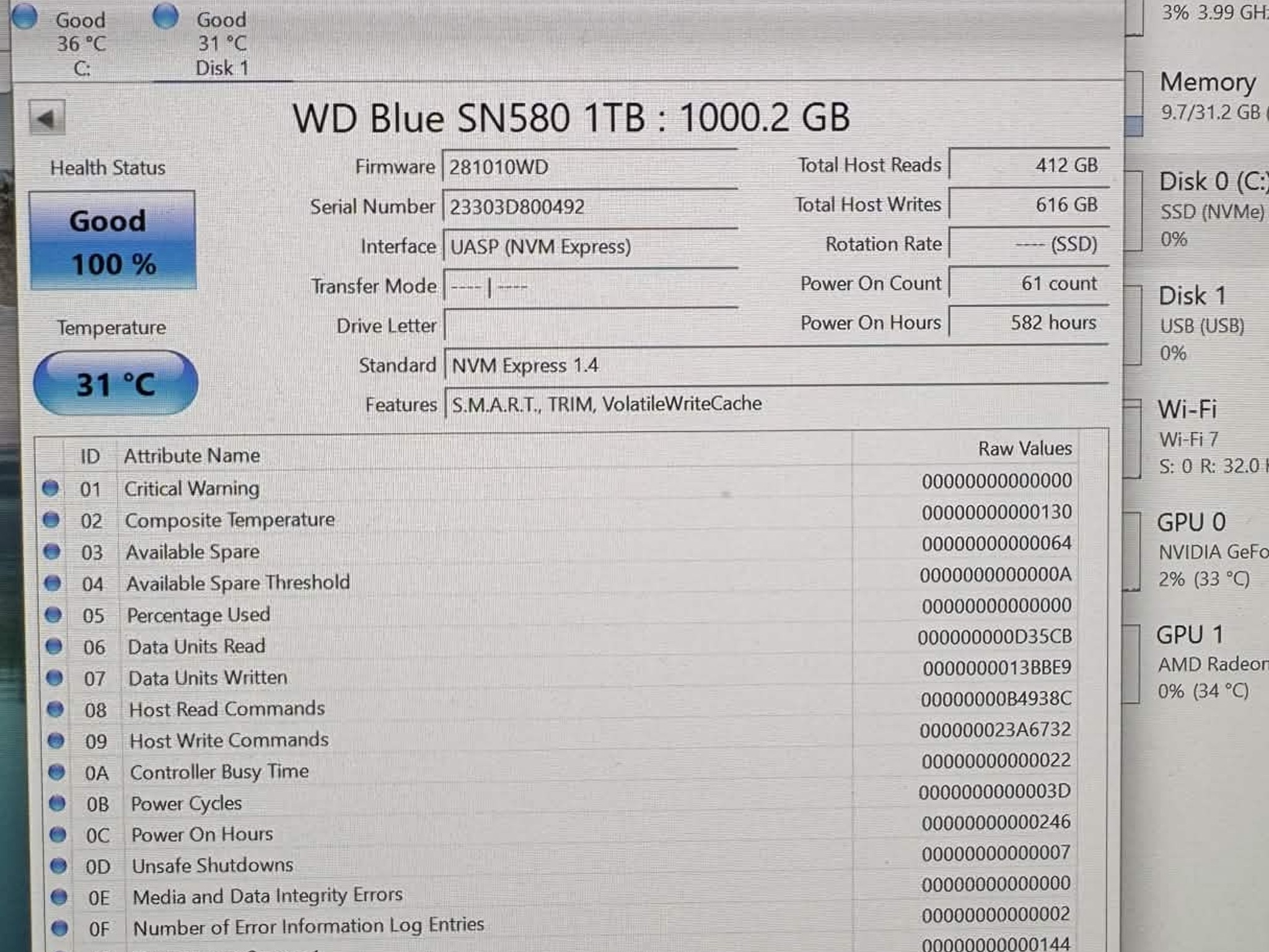 WD Blue SN580 1TB NVMe M.2 SSD