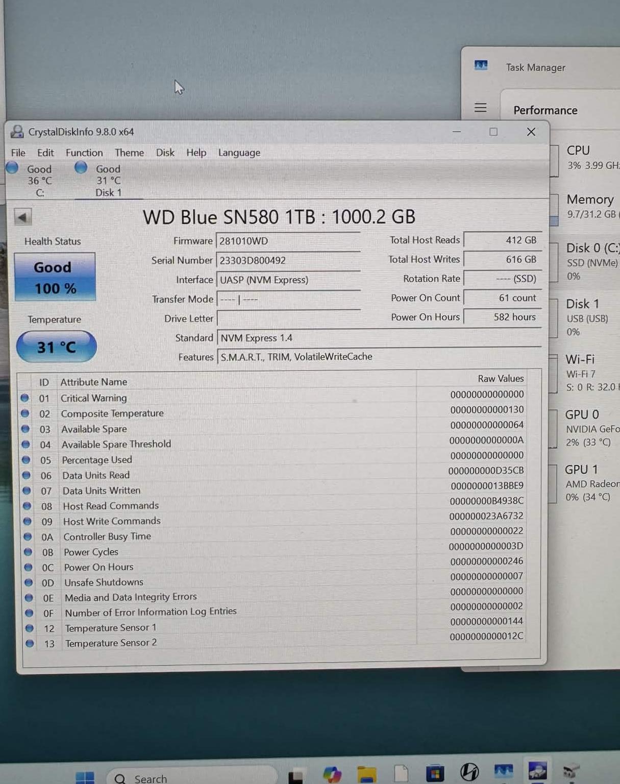 WD Blue SN580 1TB NVMe M.2 SSD
