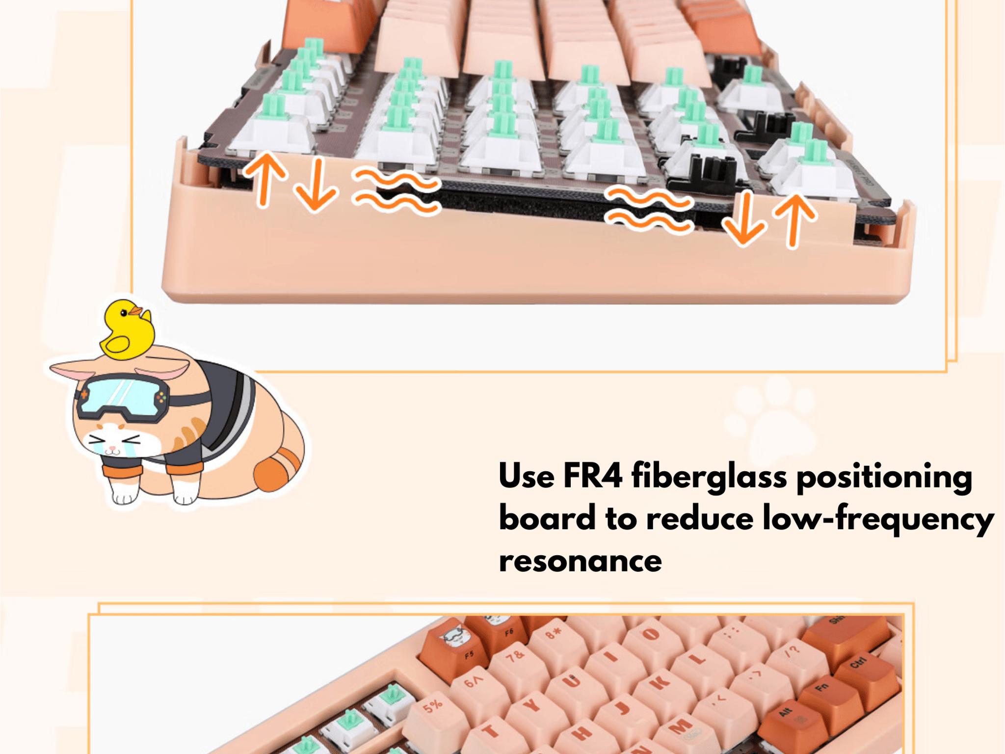 Colorful Gameow Mechanical Gaming Keyboard, Thermal Sublimation PBT Key Cap With Vibrant Cute Design