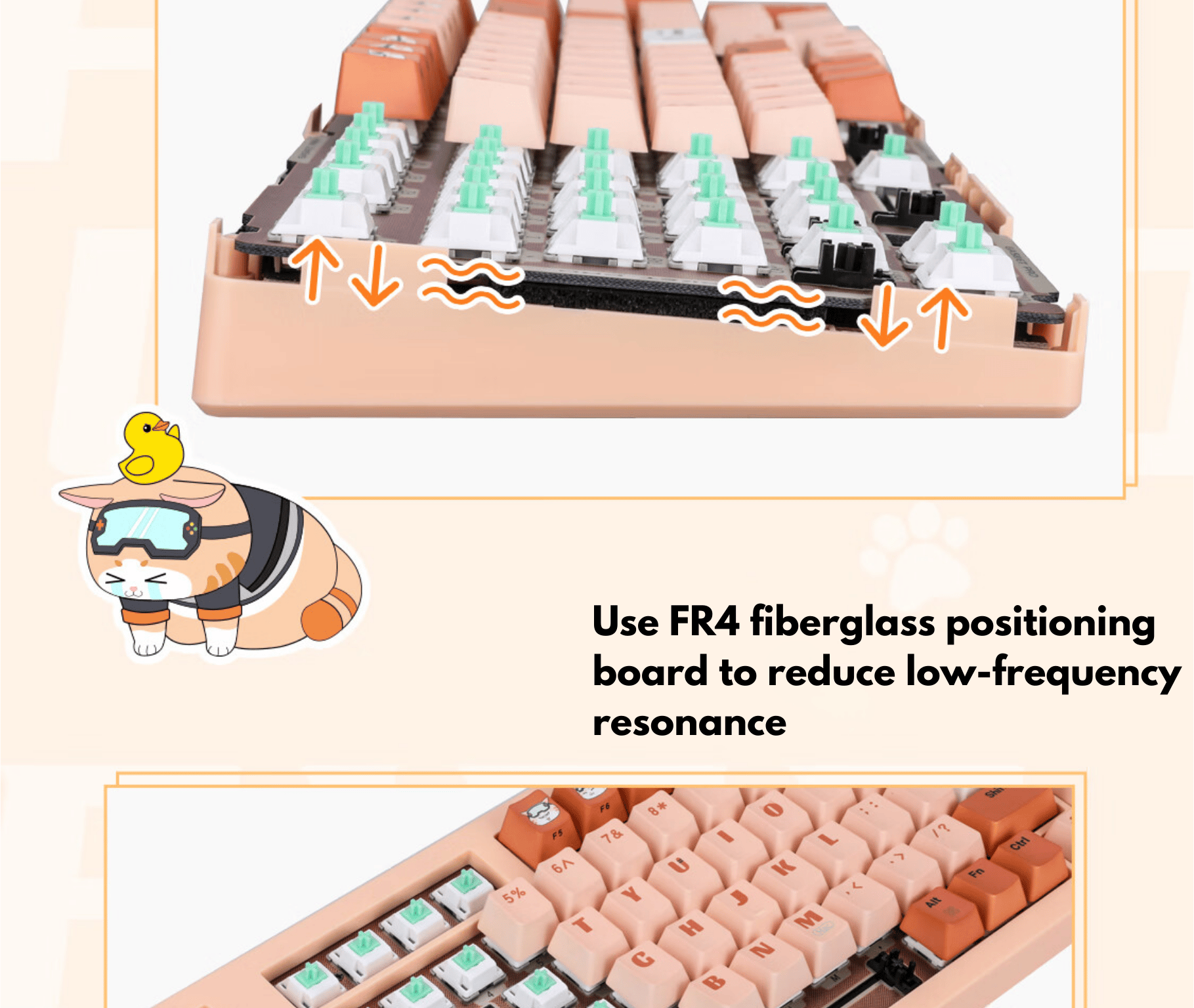 Colorful Gameow Mechanical Gaming Keyboard, Thermal Sublimation PBT Key Cap With Vibrant Cute Design