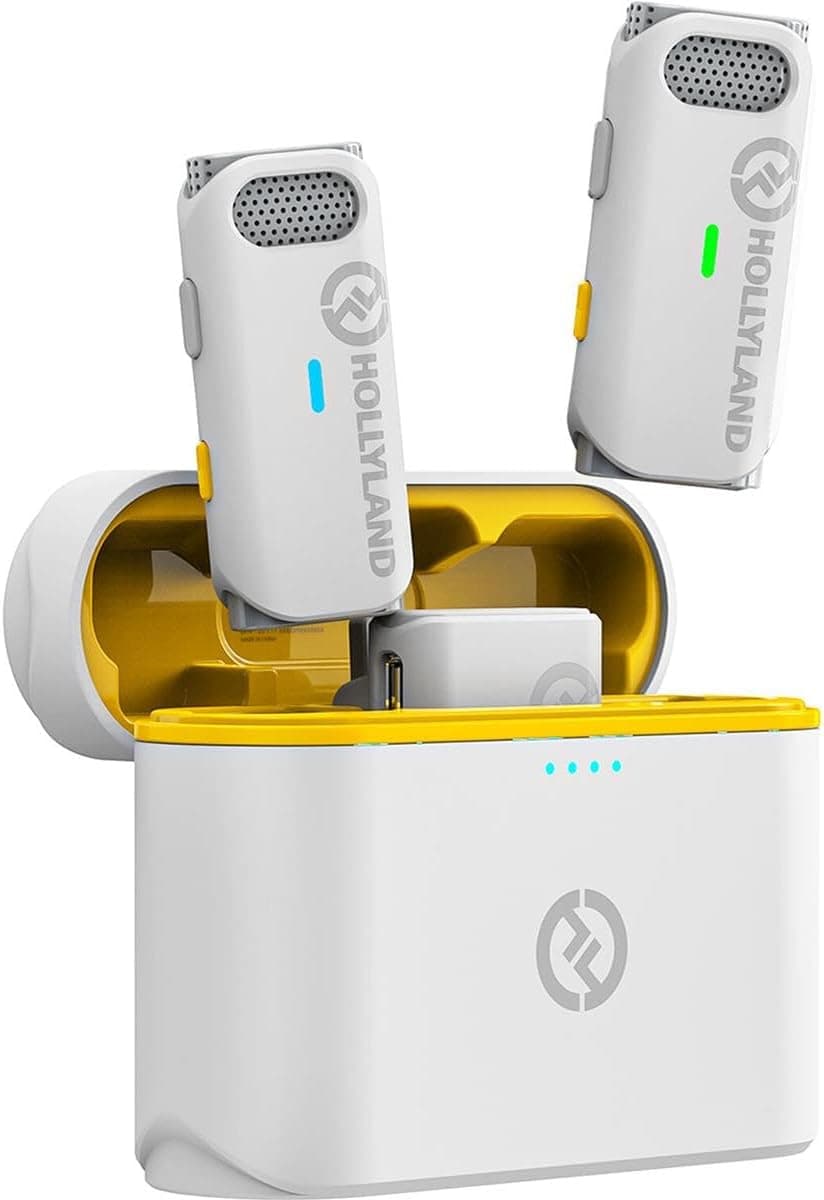 Hollyland Lark M1 Duo 2-Person Wireless Microphone System with Charger for Camera and Mobile, White