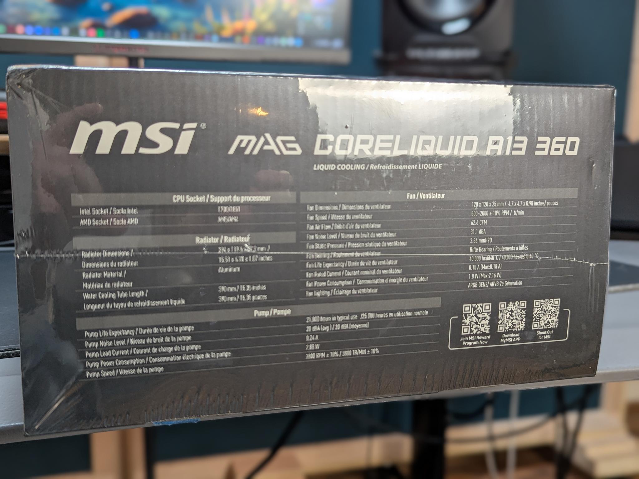 MSI MAG Coreliquid A13 360 Black AIO ARGB Liquid Cooling w/ 360mm Radiator - LGA 1700/1851/AM5/AM4