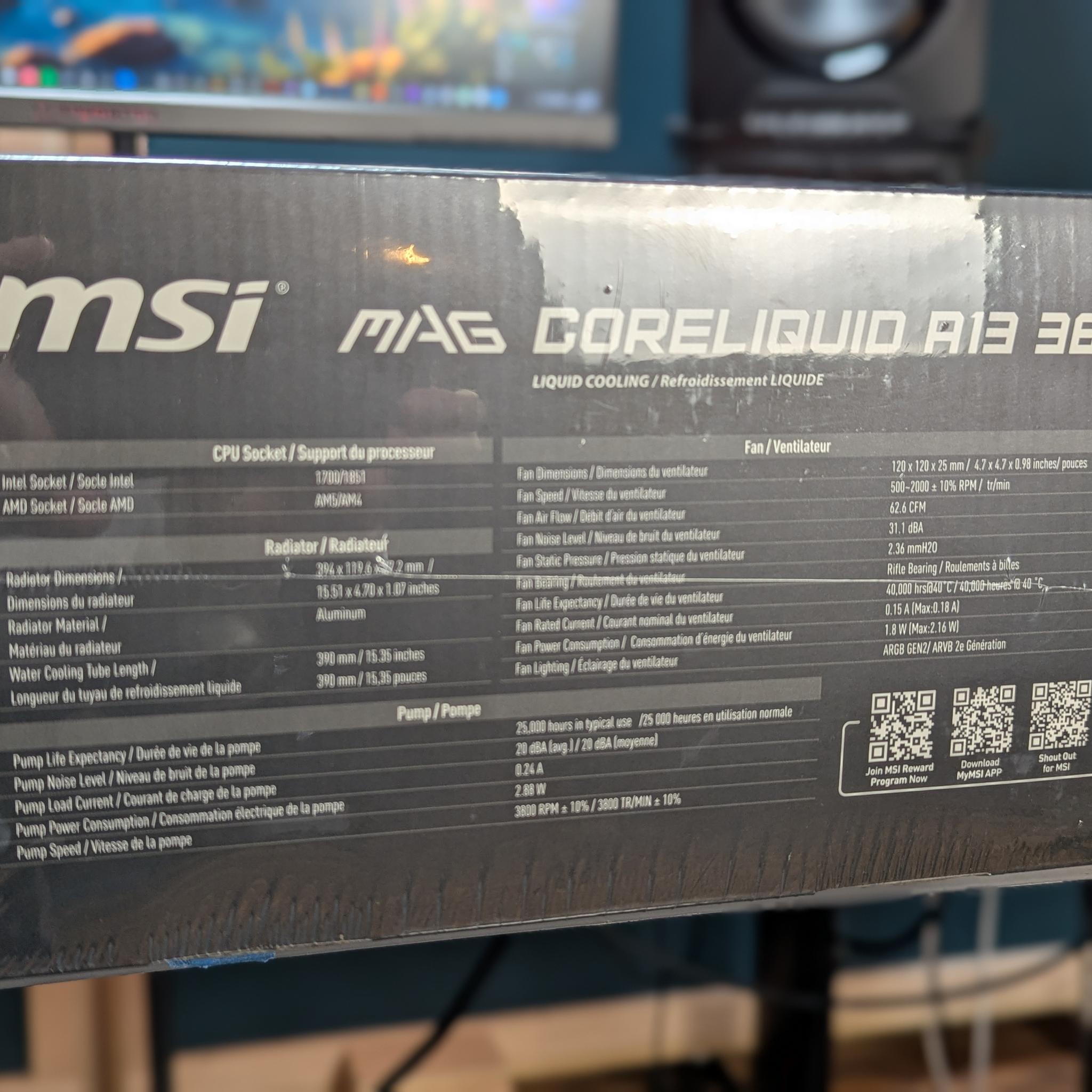 MSI MAG Coreliquid A13 360 Black AIO ARGB Liquid Cooling w/ 360mm Radiator - LGA 1700/1851/AM5/AM4