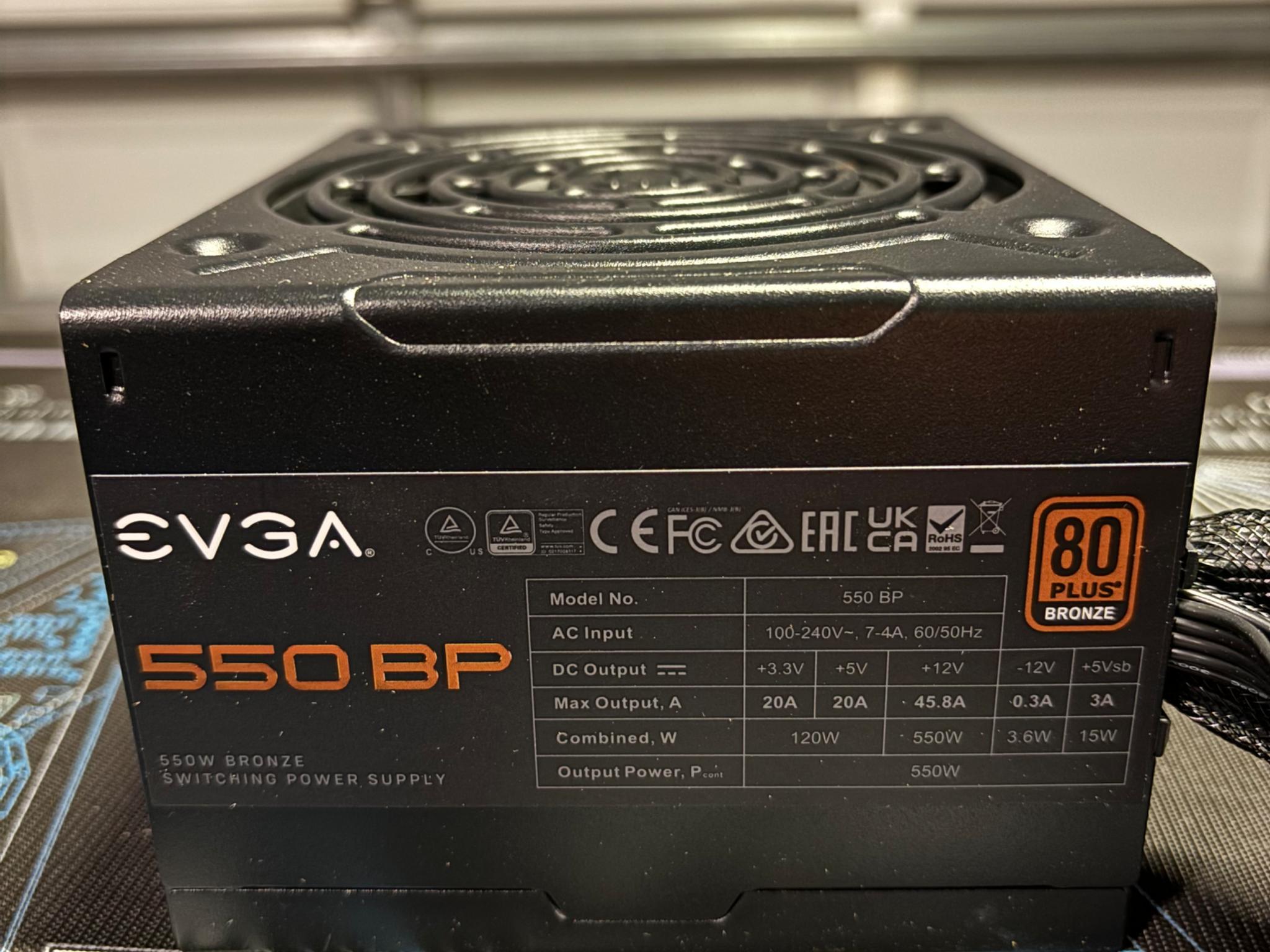EVGA 550 Watt 80 Plus Bronze Budget Power Supply For Sale