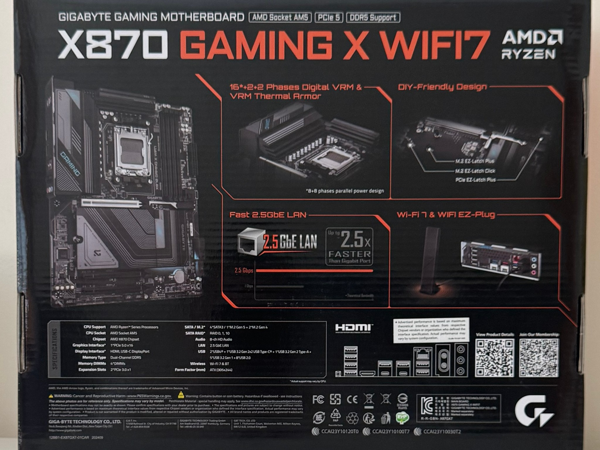AMD Ryzen 5 7600X3D CPU + GIGABYTE X870 GAMING X WIFI7 AM5 ATX Motherboard Combo