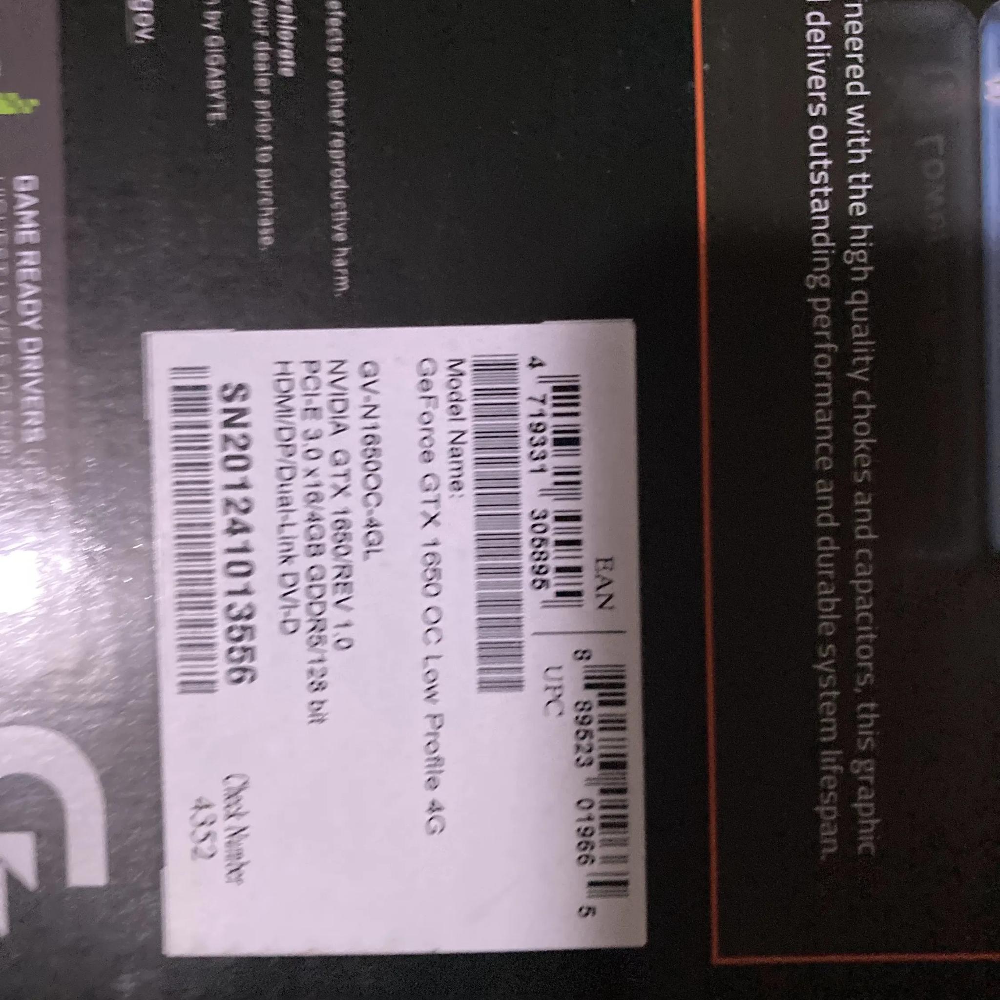 Fantastic Condition Low-Profile Geforce GTX 1650! Like New!