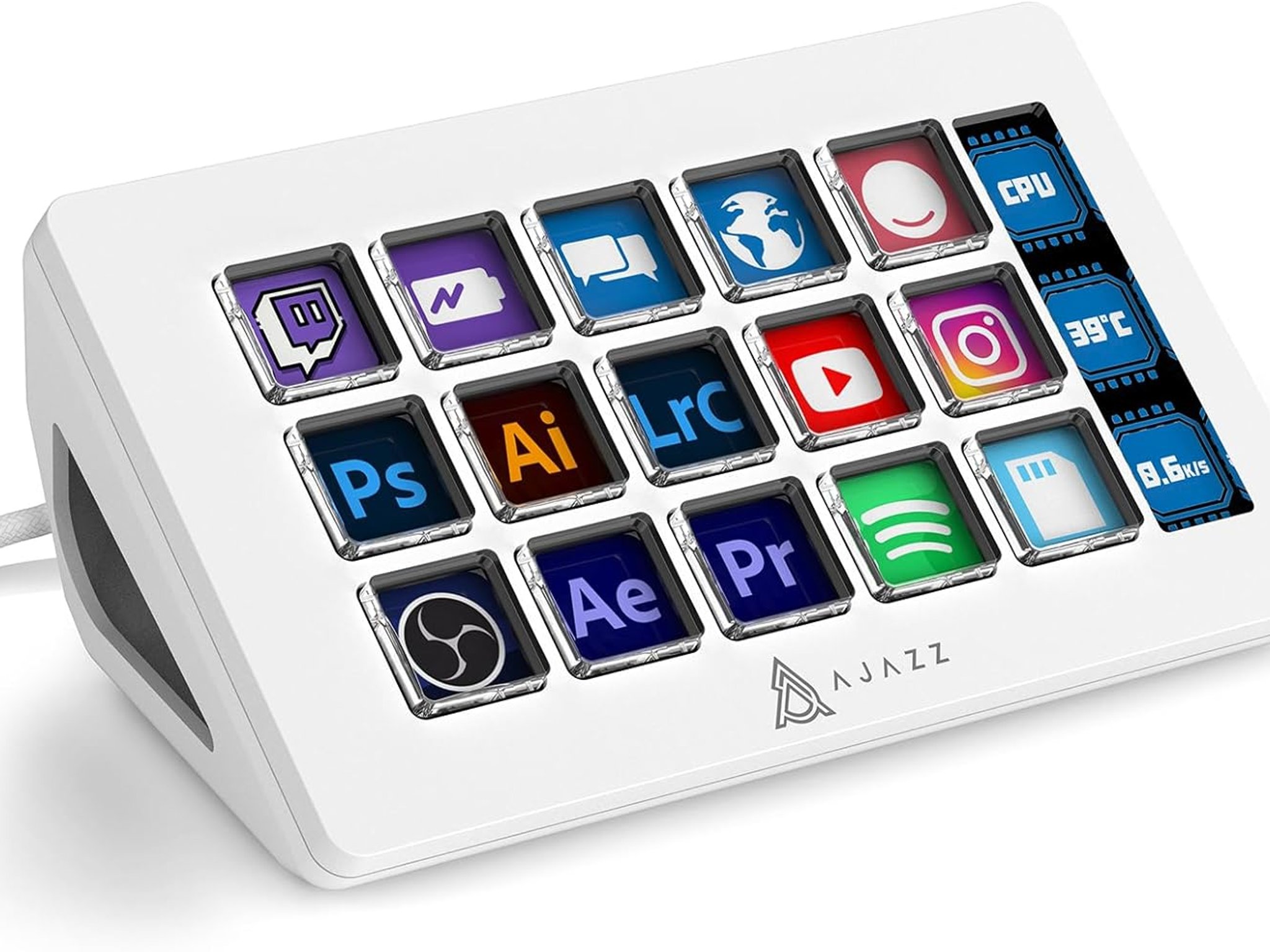 A.JAZZ AKP153 Stream Studio Controller Keypad Type-c Wired with 15 Macro LCD Key