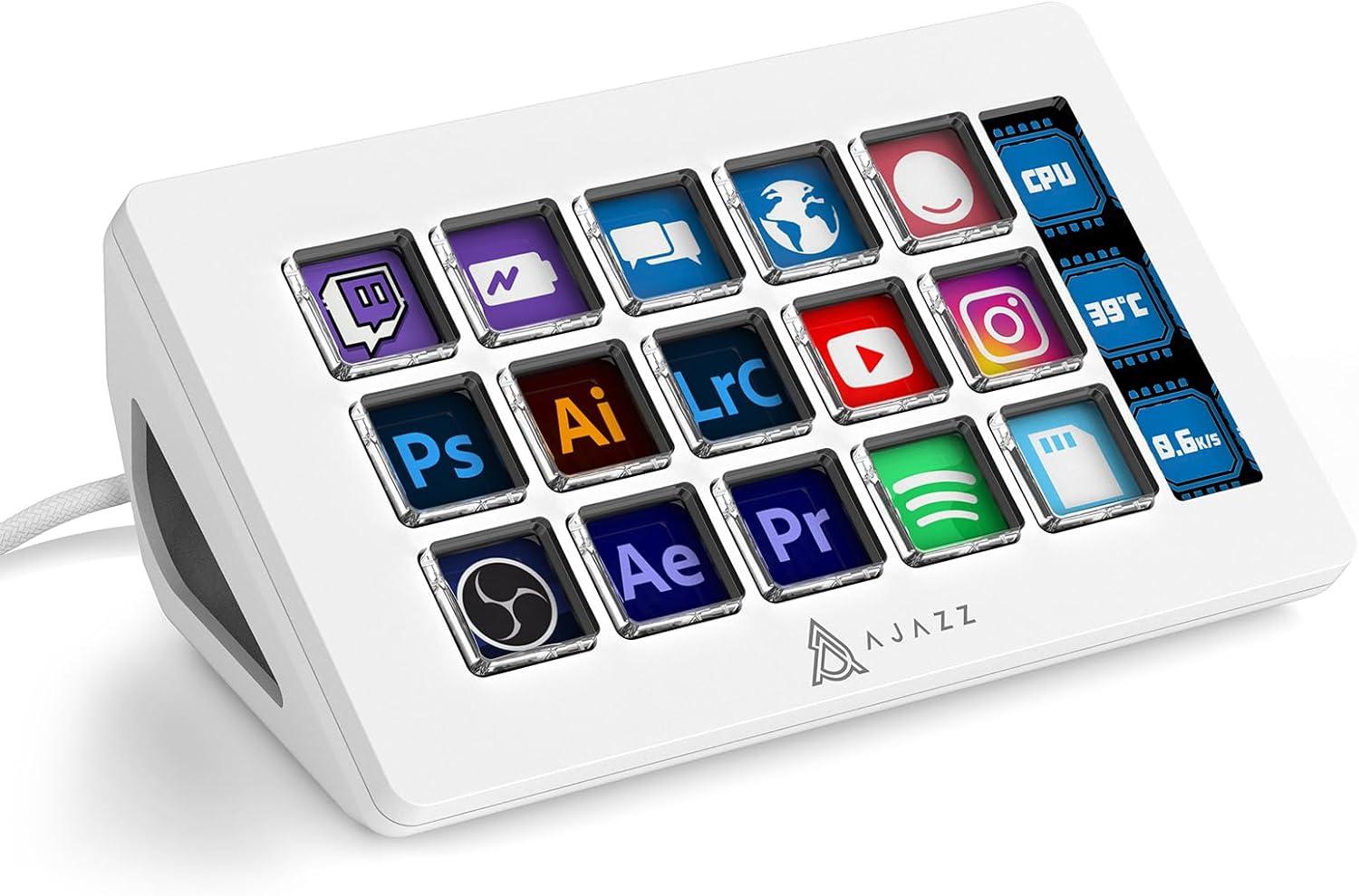 A.JAZZ AKP153 Stream Studio Controller Keypad Type-c Wired with 15 Macro LCD Key