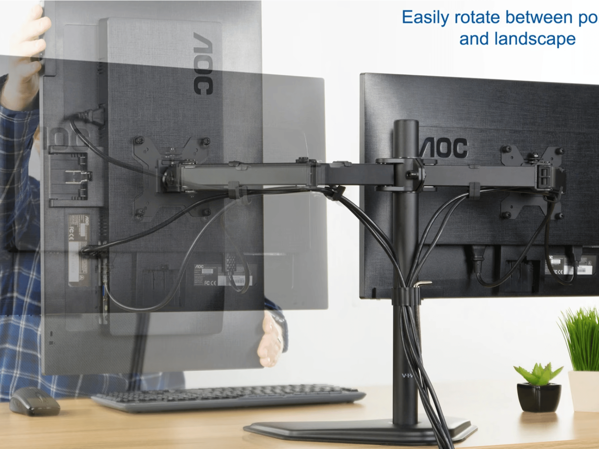 VIVO Dual Monitor Free-Standing Desk Stand