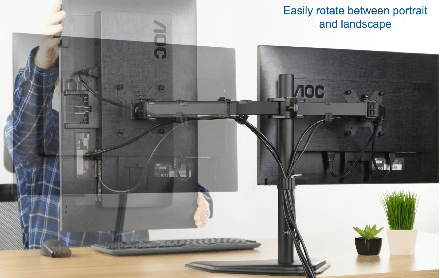 VIVO Dual Monitor Free-Standing Desk Stand
