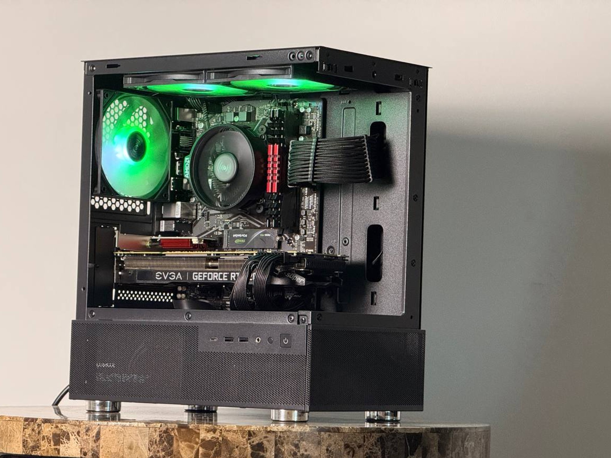 FREE SHIP 🖤🌈 Black RGB Gaming PC | RTX 2070 Super | Ryzen 5 5500 | 500 GB NVME | 16 GB DDR4 🌈🖤