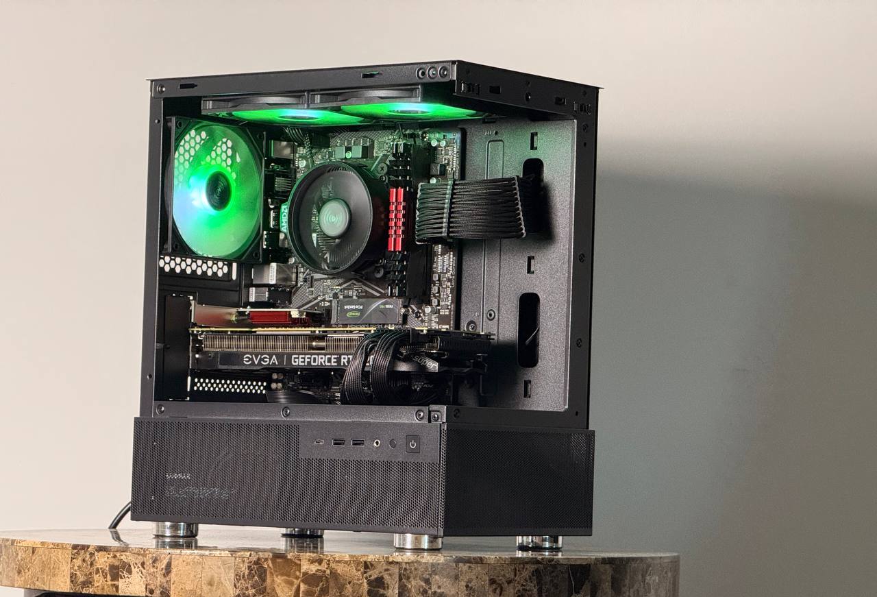 FREE SHIP 🖤🌈 Black RGB Gaming PC | RTX 2070 Super | Ryzen 5 5500 | 500 GB NVME | 16 GB DDR4 🌈🖤