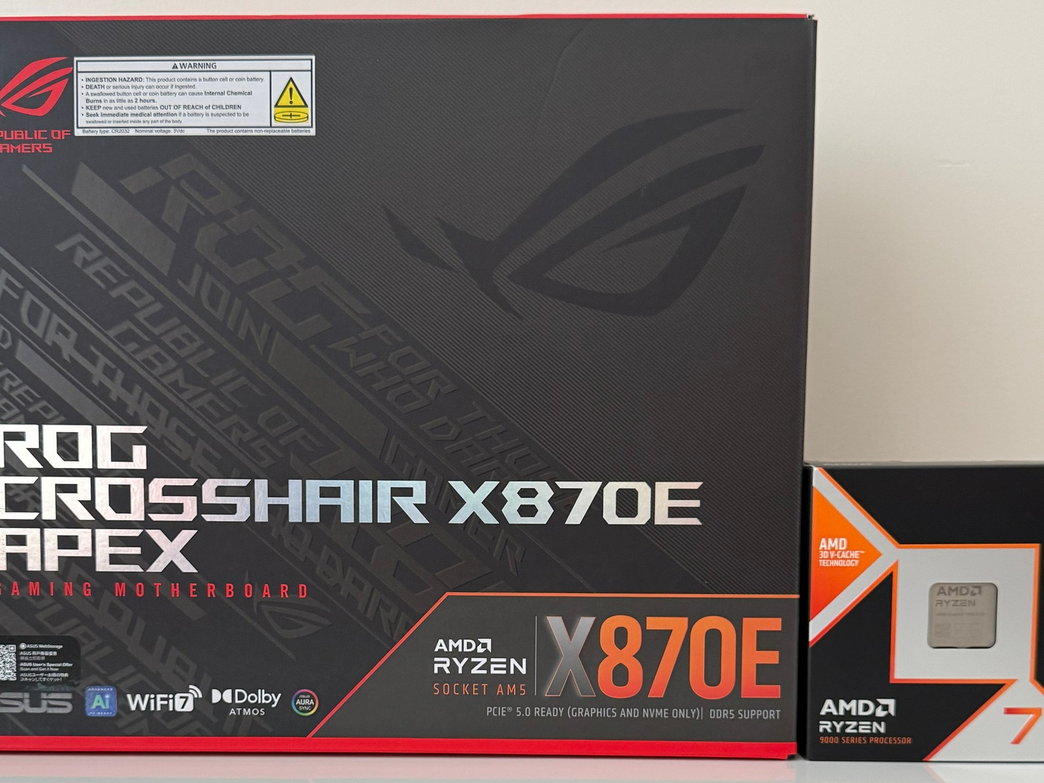 ASUS ROG CROSSHAIR X870E APEX AMD AM5 ATX motherboard + AMD Ryzen 7 9800X3D CPU Combo