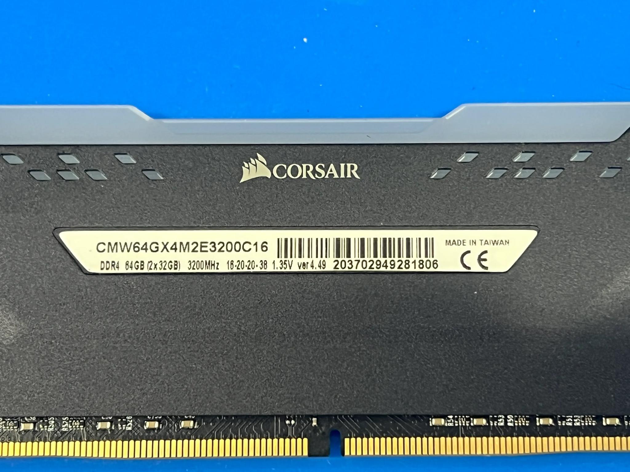 CORSAIR VENGEANCE® RGB PRO 64GB (2 x 32GB) DDR4 DRAM 3200MHz C16 Memory Kit — Black