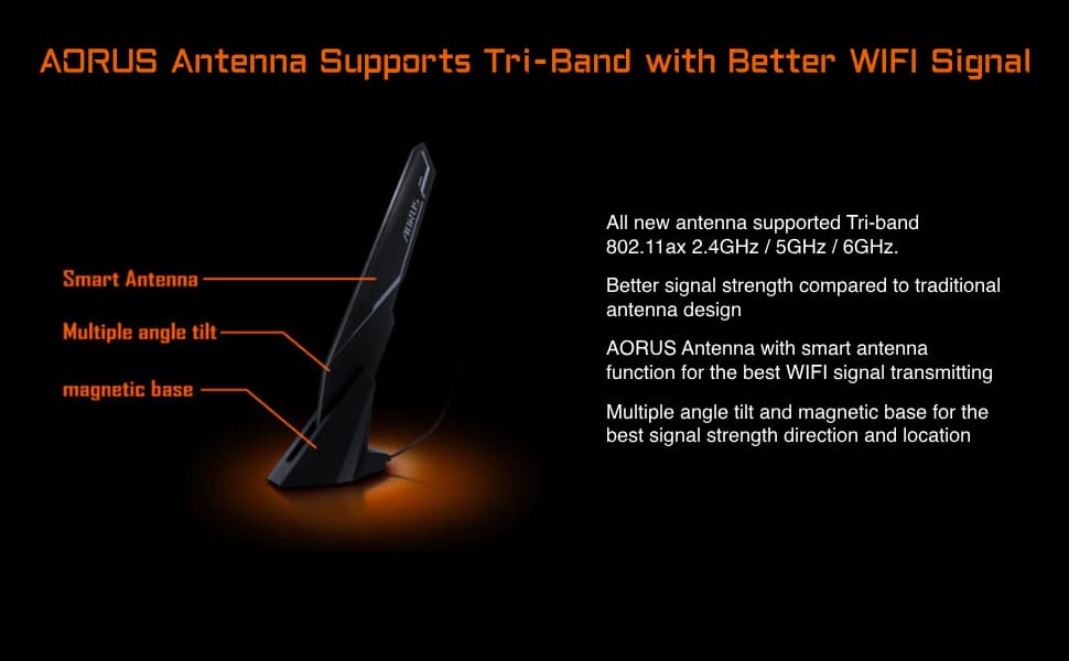 GIGABYTE AORUS WiFi 6E GC-WBAX210 2x2 802.11ax Tri-Band WiFi Bluetooth 5.2 PCIe Expansion Card
