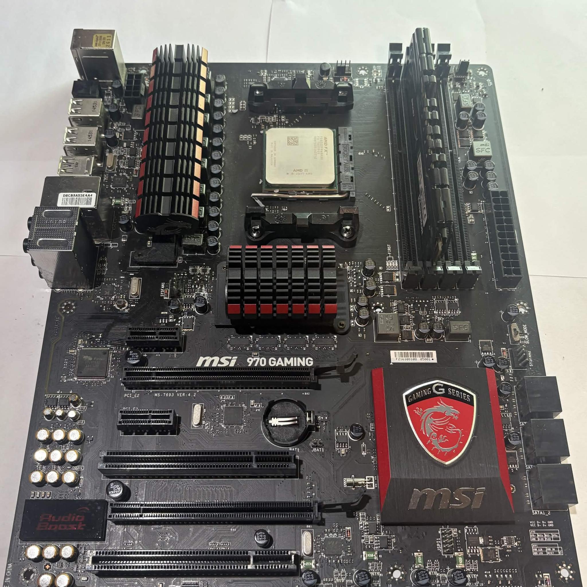 MSI 970 Gaming AM3+ Motherboard Combo FX-8320 CPU Kingston RAM