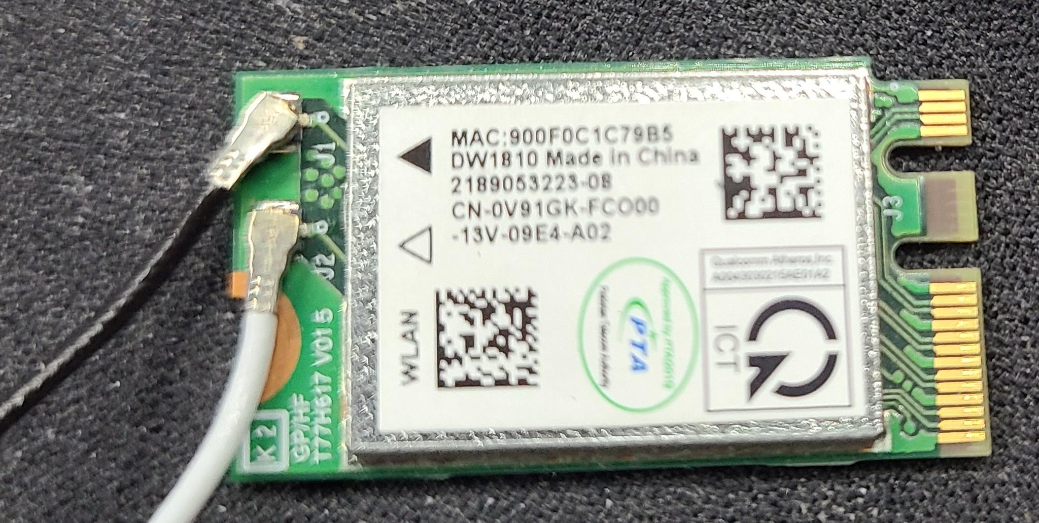 QCNFA435 QCA9377 802.11ac 433Mbps M.2 NGFF WiFi Adapter Wireless WLAN Card W/Bluetooth 4.1 for Dell