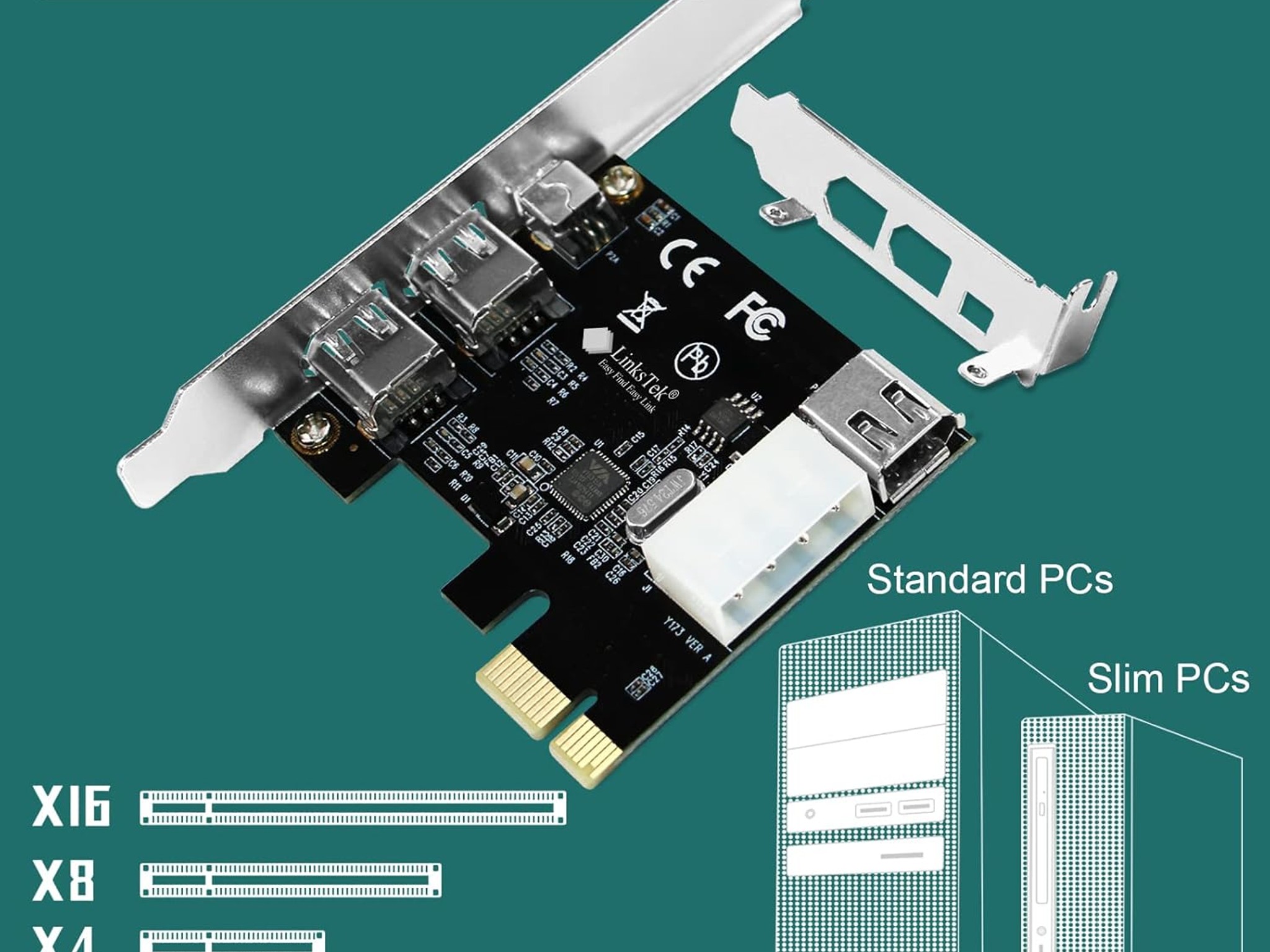 Firewire Card Internal Firewire Port Cards 1394A PCIE 4-Ports FireWire 400 Expansion Card