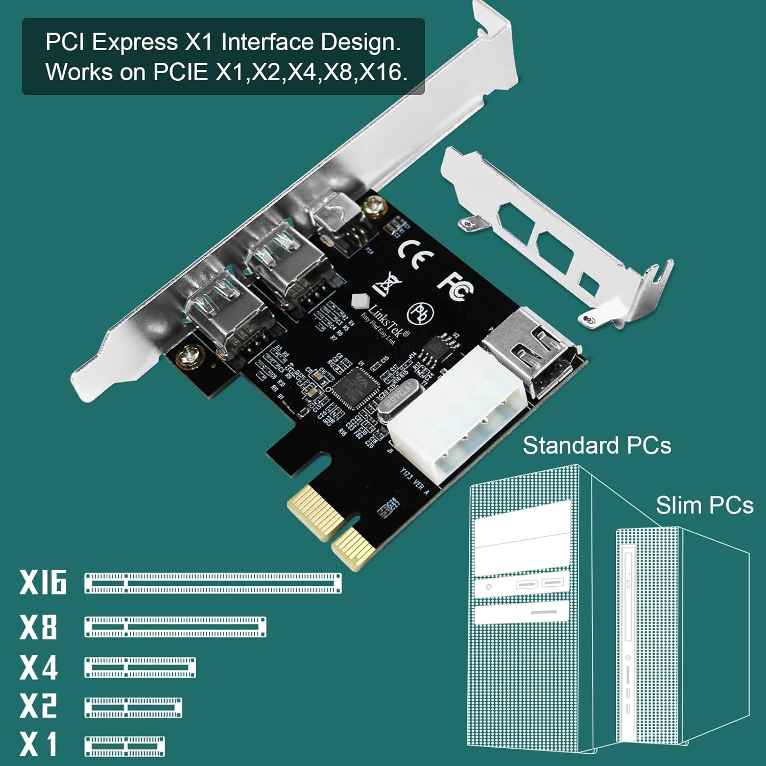 Firewire Card Internal Firewire Port Cards 1394A PCIE 4-Ports FireWire 400 Expansion Card