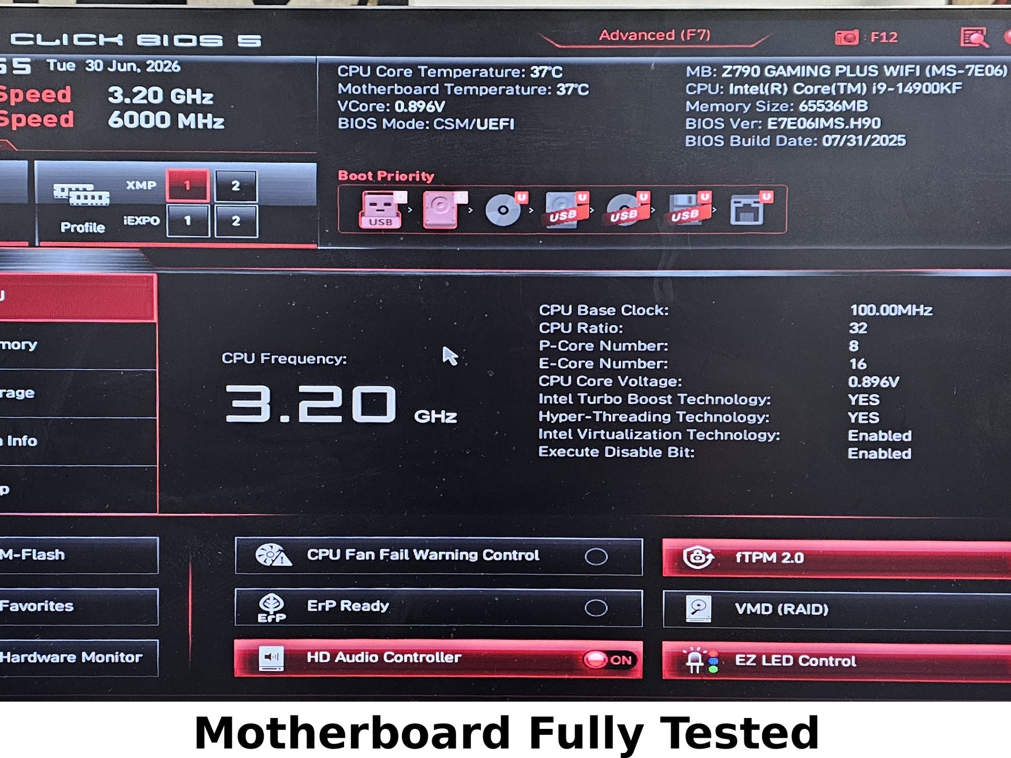 MSI Z790 GAMING PLUS WIFI LGA1700 DDR5 ATX Motherboard
